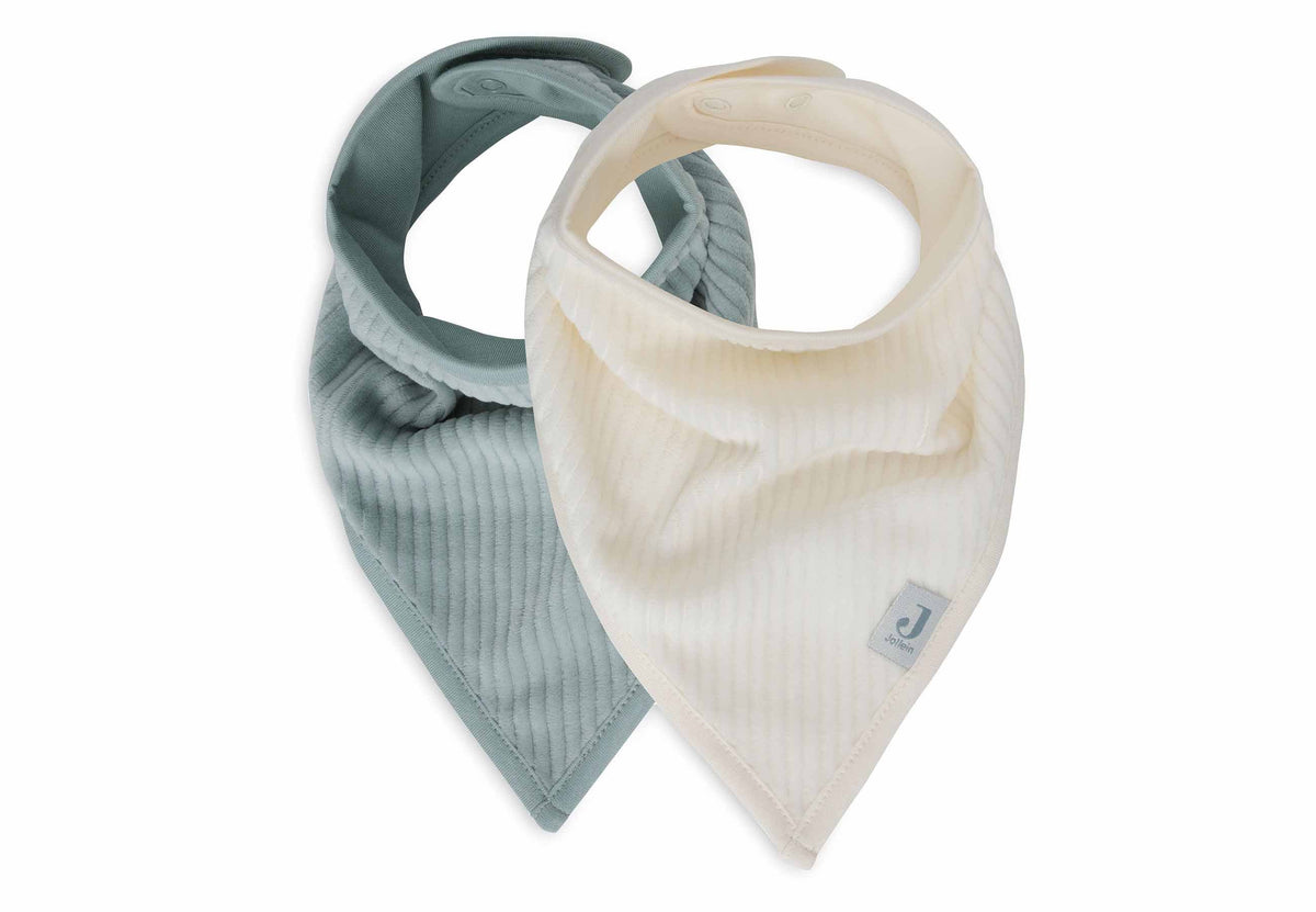 Bavoir Bandana Velvet Rib - Sea Green/Ivory - 2 Unités