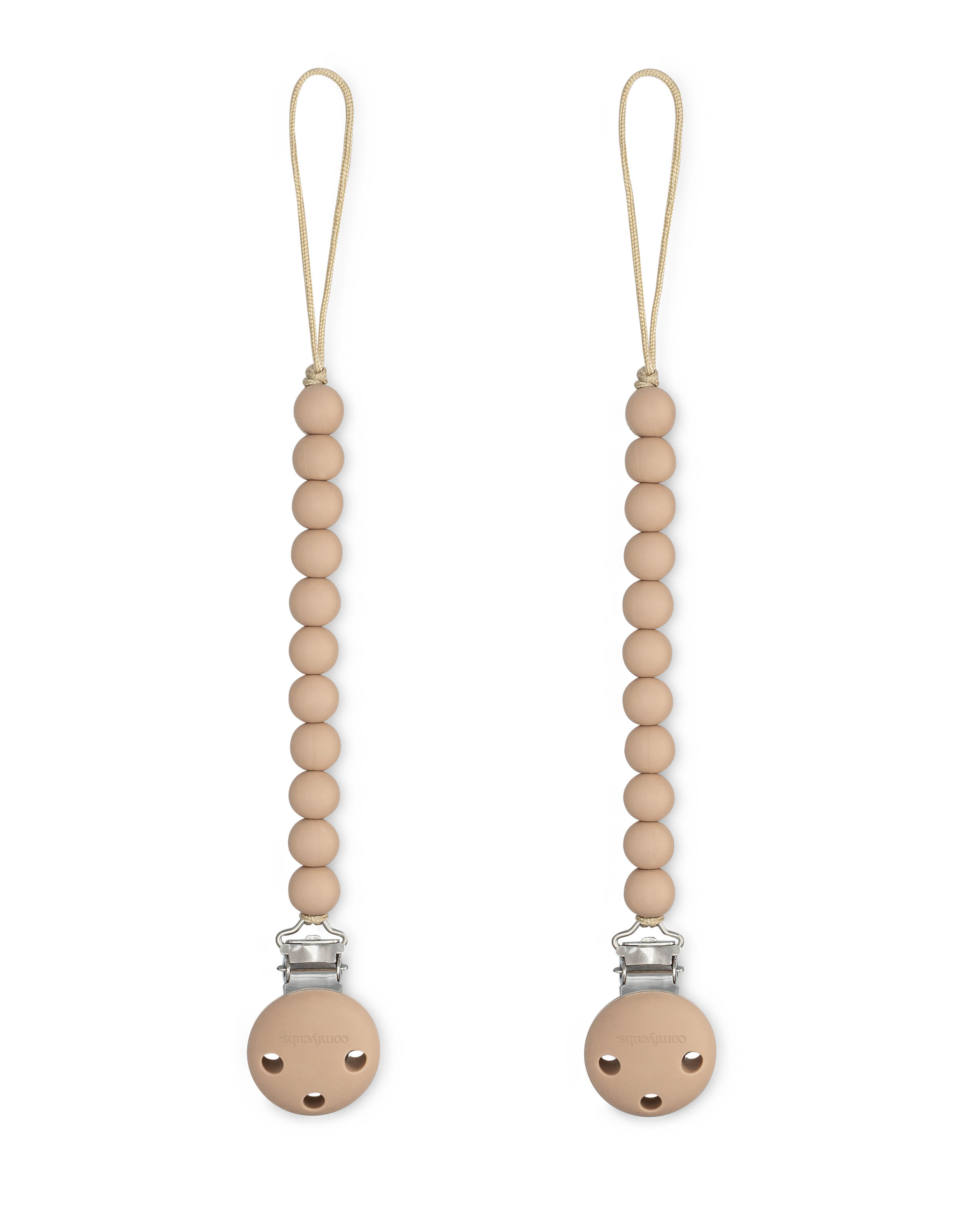 Attaches-tétines pour bébé, 100 % silicone de qualité alimentaire par Comfy Cubs | Beige