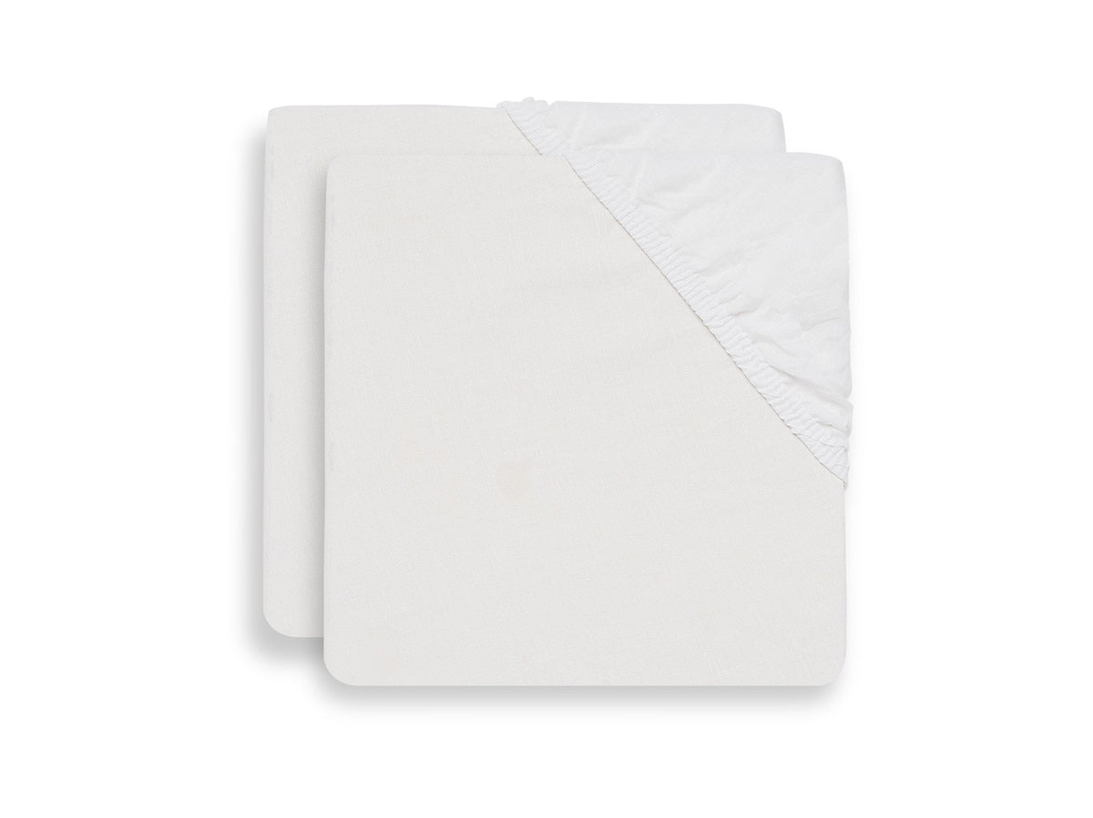 Drap-housse tissu Coton 40x80cm - Blanc - 2 Unités