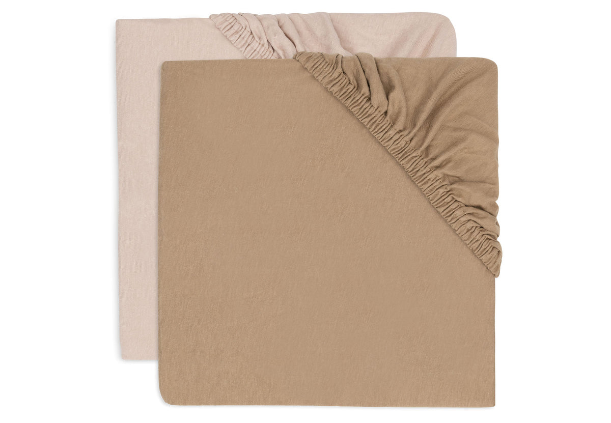 Drap-housse Jersey 40/50x80/90cm - Wild Rose/Biscuit - 2 Unités