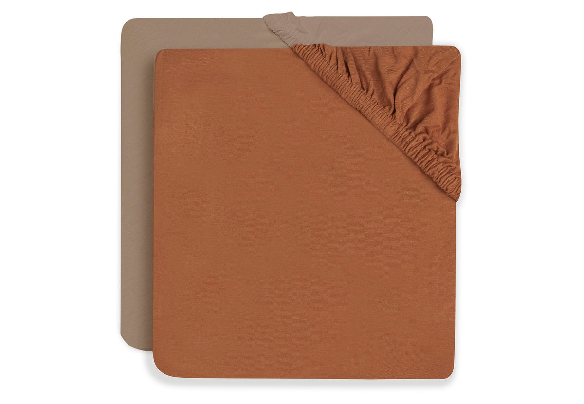 Drap-housse Jersey 60x120cm - Caramel/Biscuit - 2 Unités