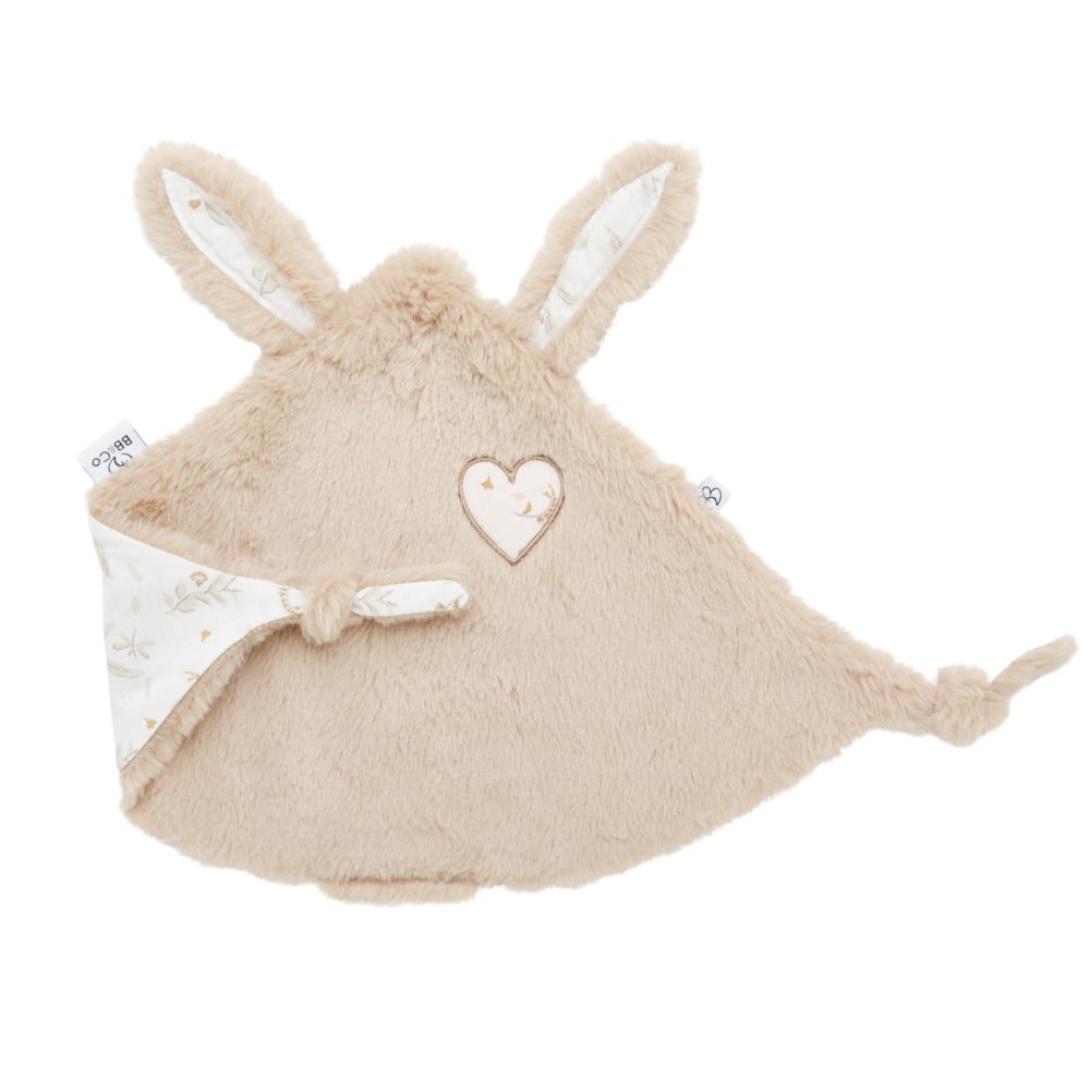 Doudou lapin feuilles/ fourrure beige
