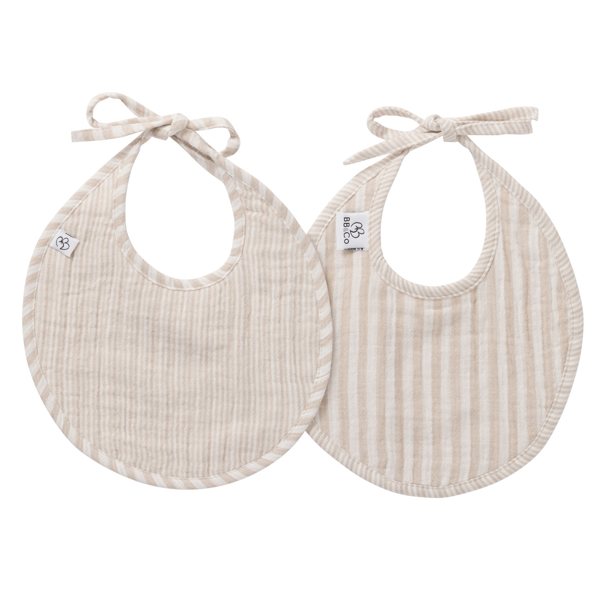 Lot de 2 bavoirs naissance rayé galet - Soft Stripes