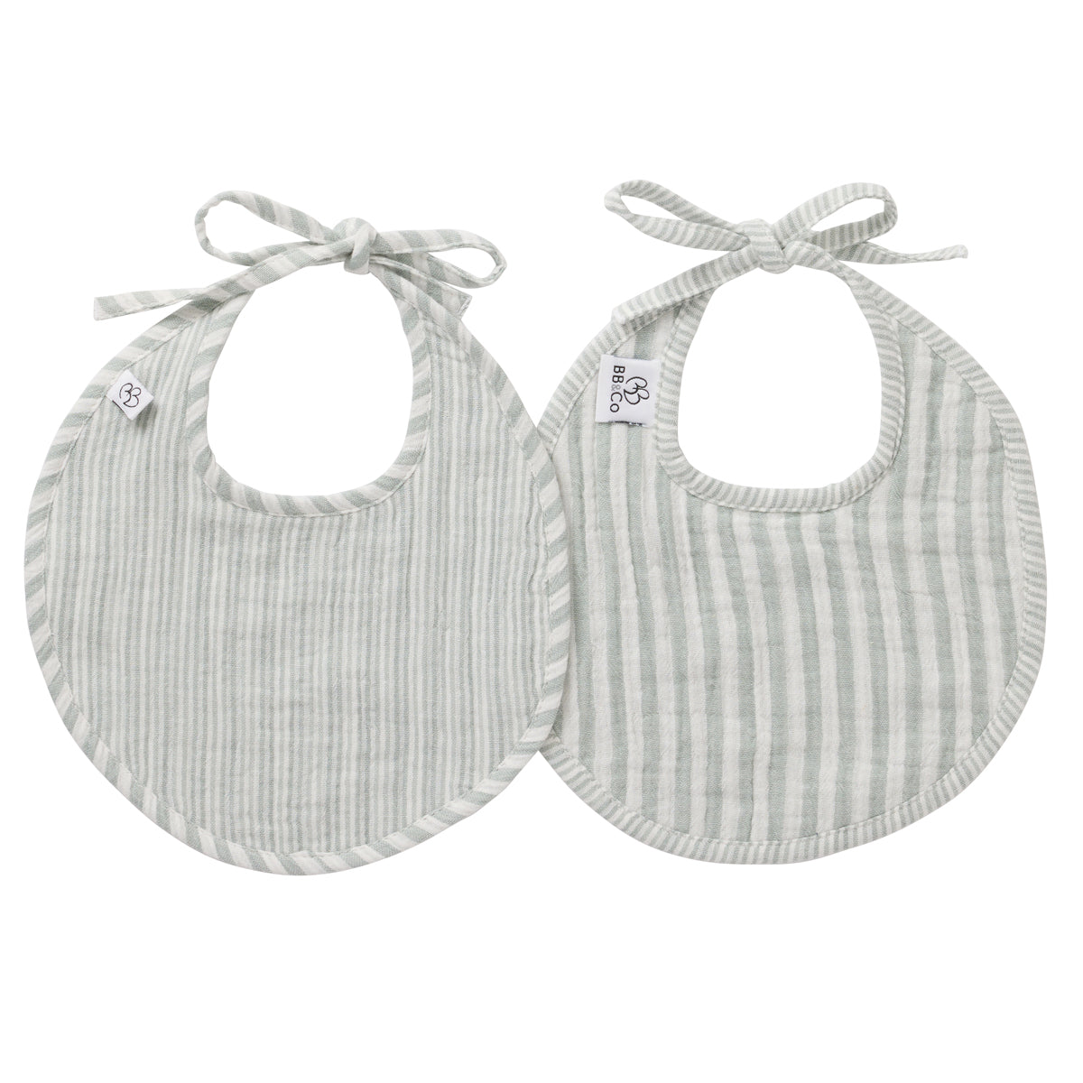 Lot de 2 bavoirs naissance rayé vert de gris - Soft Stripes