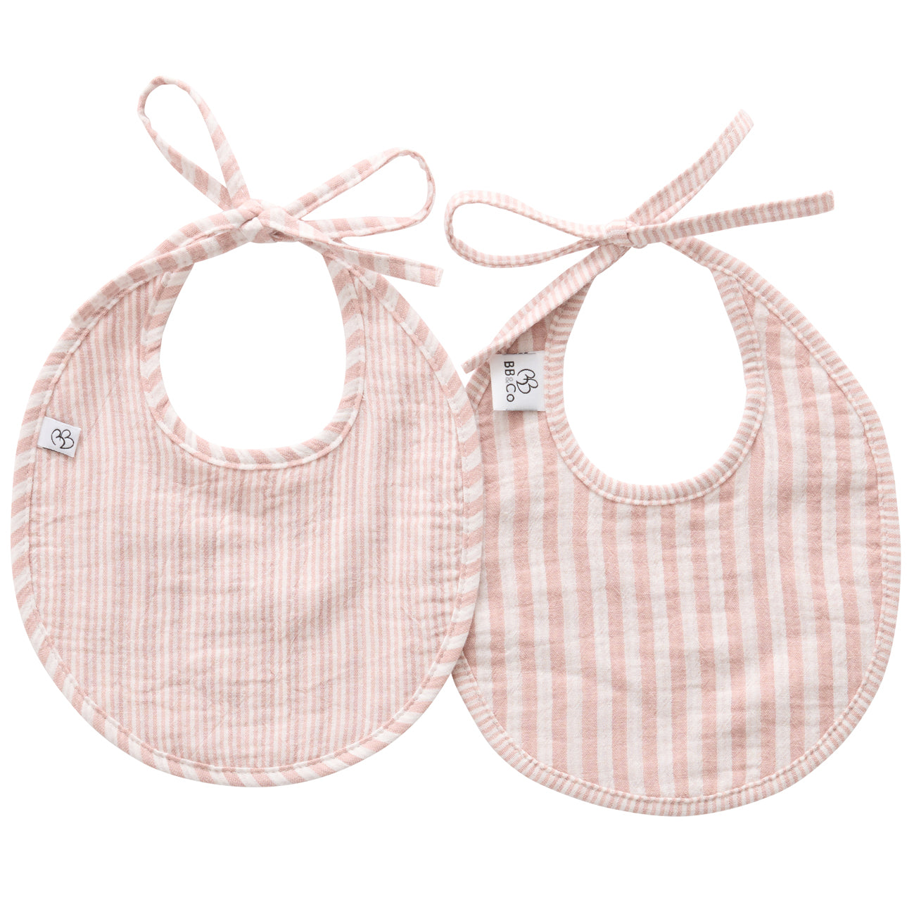 Lot de 2 bavoirs naissance rayé vieux rose - Soft Stripes