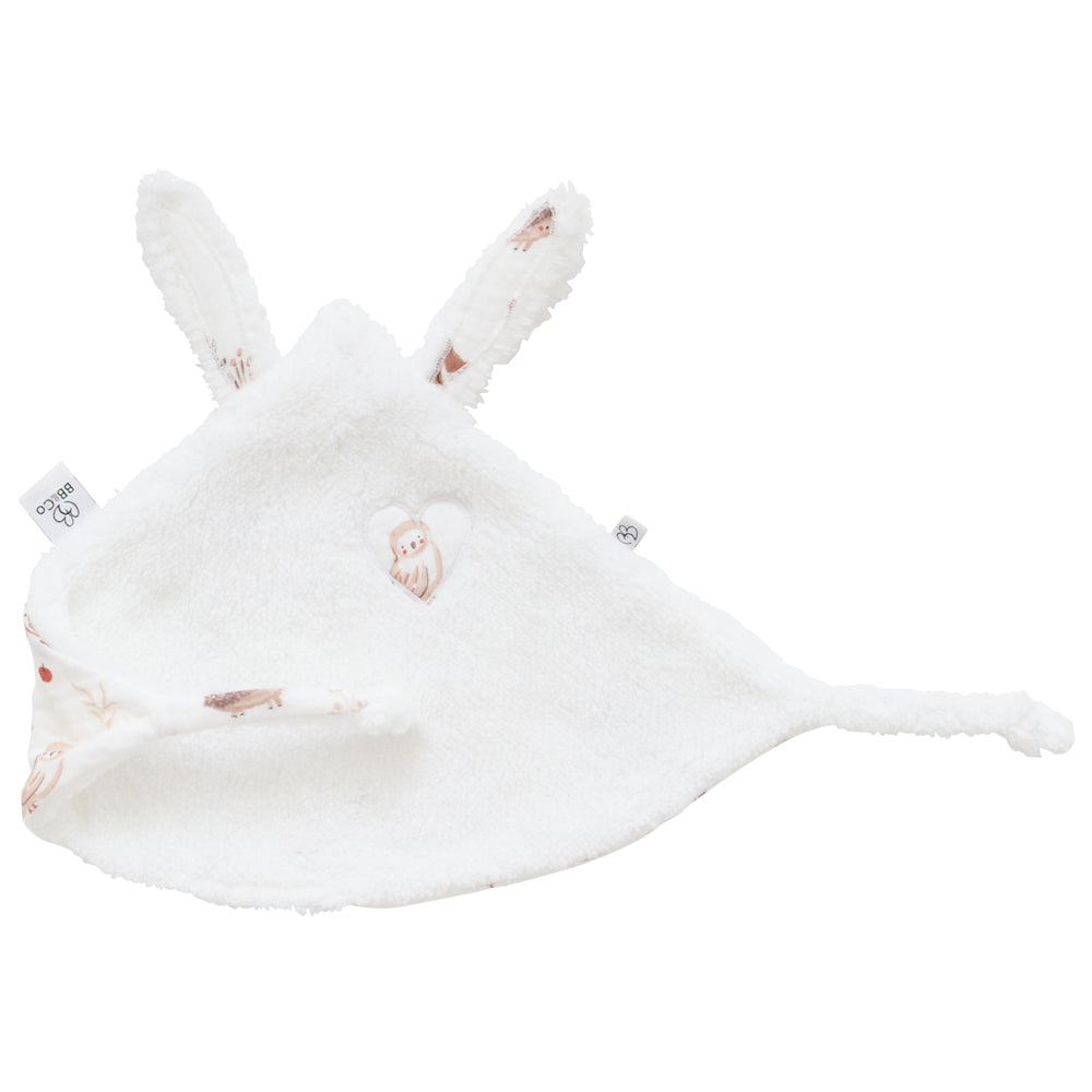 Doudou lapin blanc/clairière