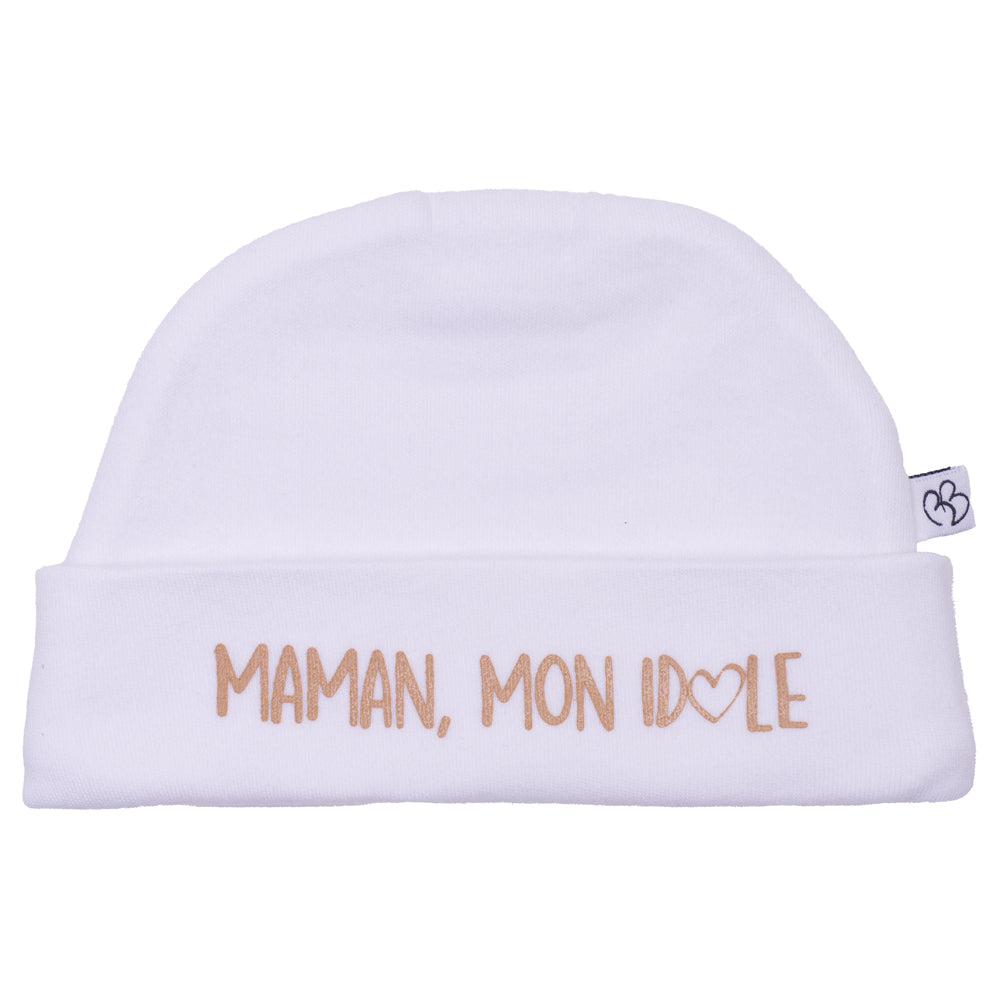 Bonnet "Maman, mon idole" blanc