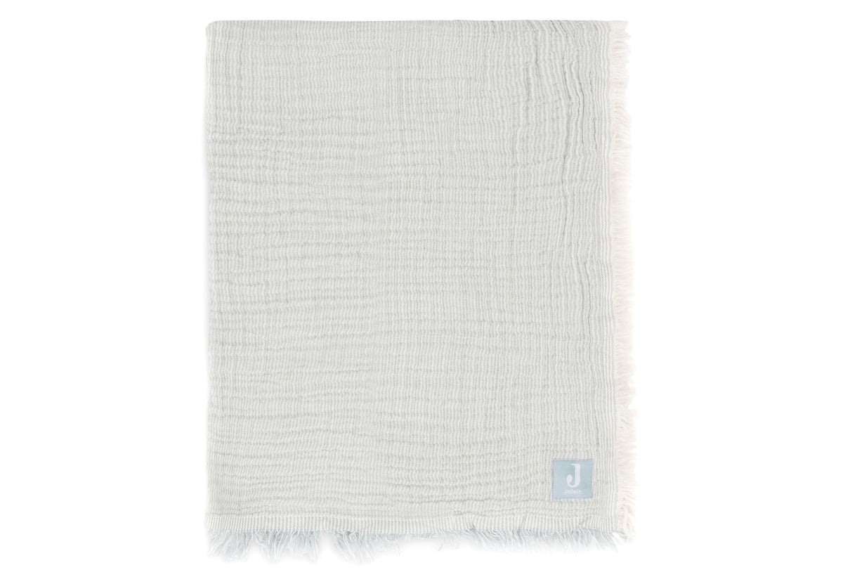 Couverture Berceau Gaze De Coton 75x100cm Fringe Stripe - Sea Green