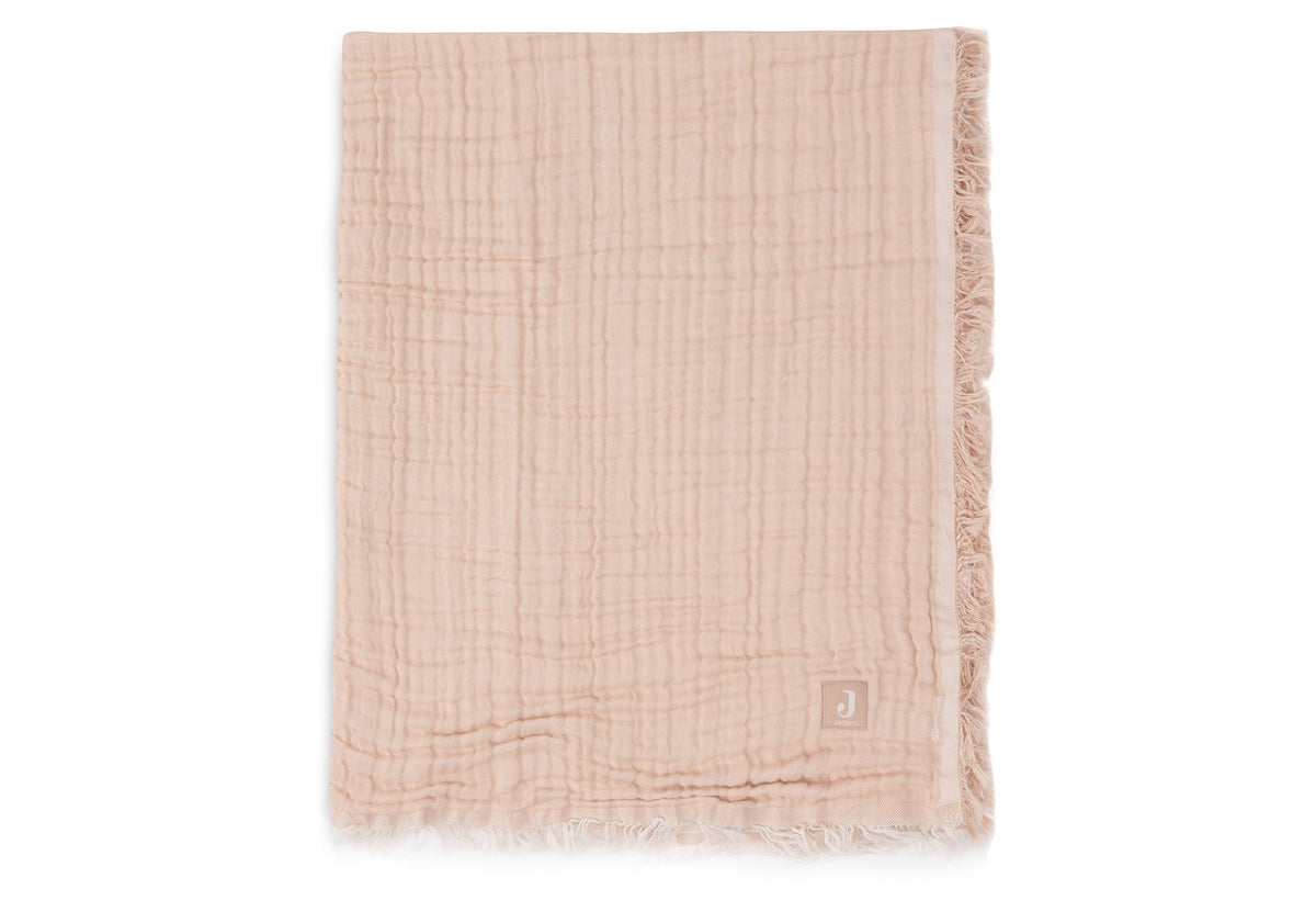 Couverture Berceau 75x100cm Fringe Moonstone/Ivory - GOTS