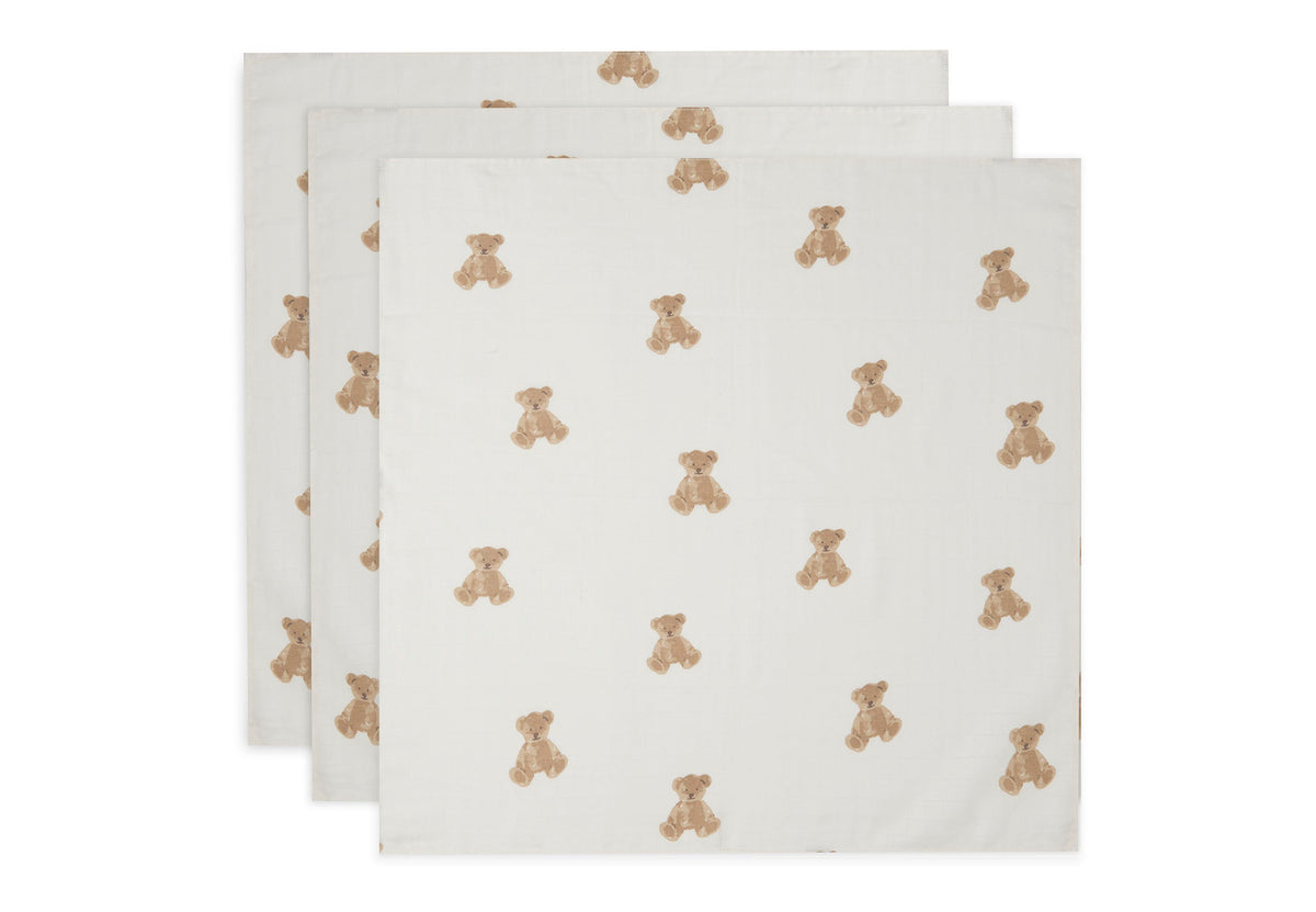 Lange Gaze de Coton Small 70x70cm - Teddy Bear - 3 Unités