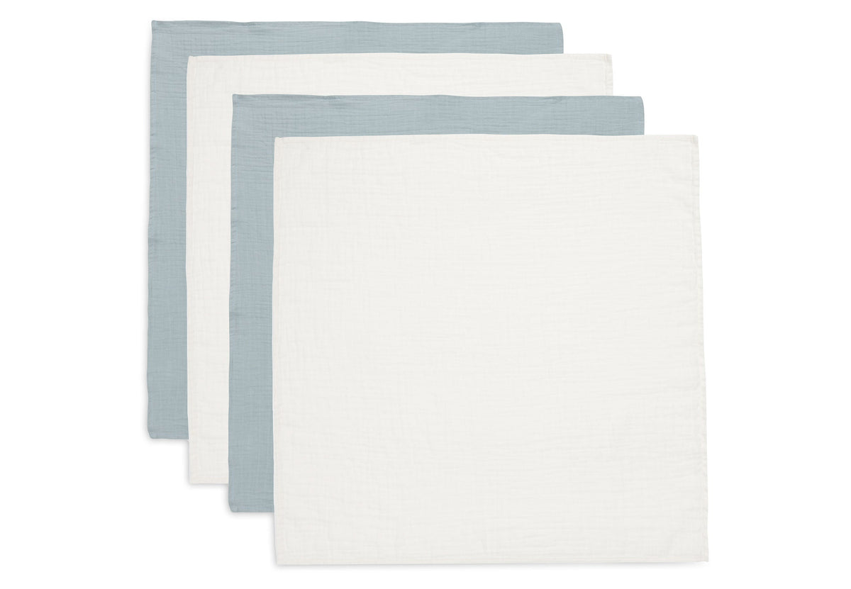 Lange Gaze de Coton Small 70x70cm - Sea Green/Ivory - 4 duotés