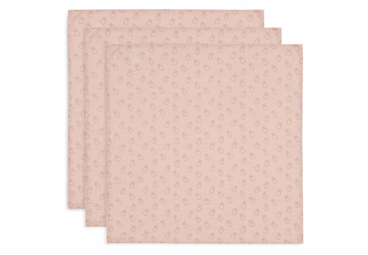 Lange Gaze de Coton Small 70x70cm Miffy Silhouettes - Wild Rose - 3 Unités