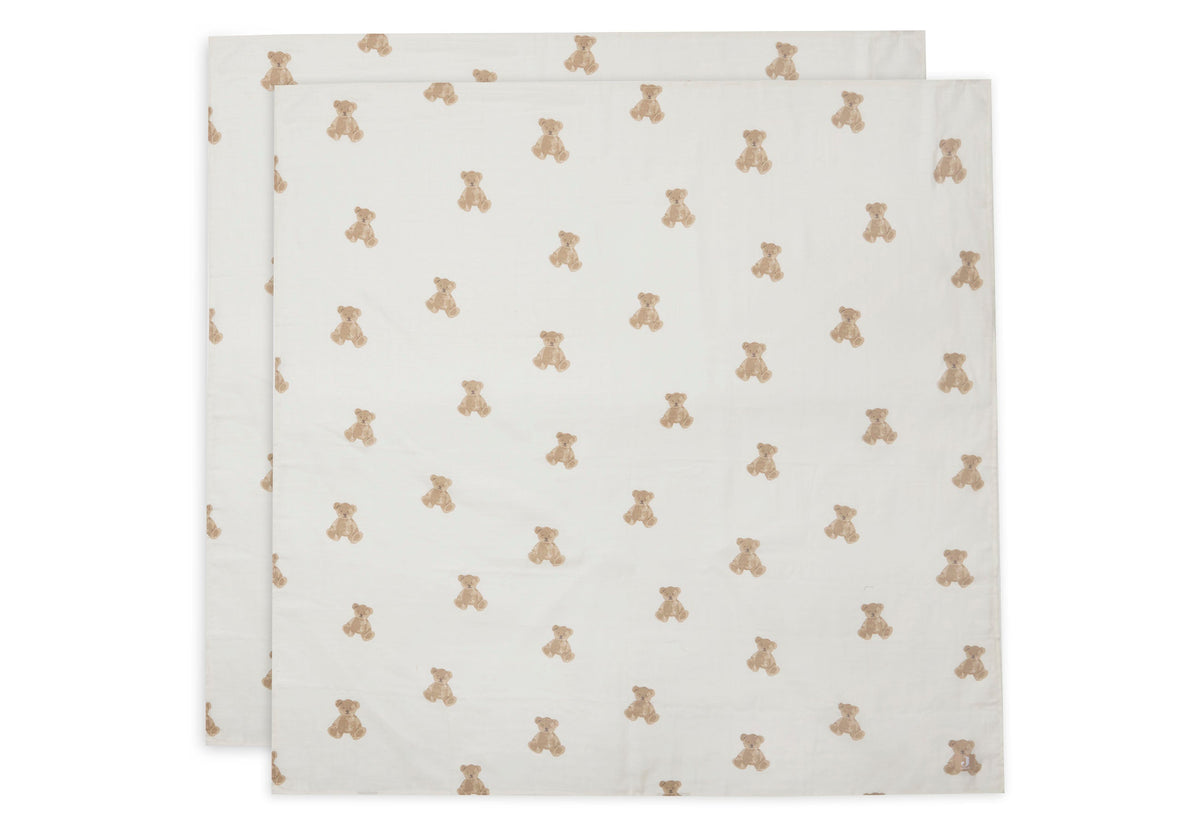 Lange Gaze de Coton Large 115x115cm - Teddy Bear - 2 Unités