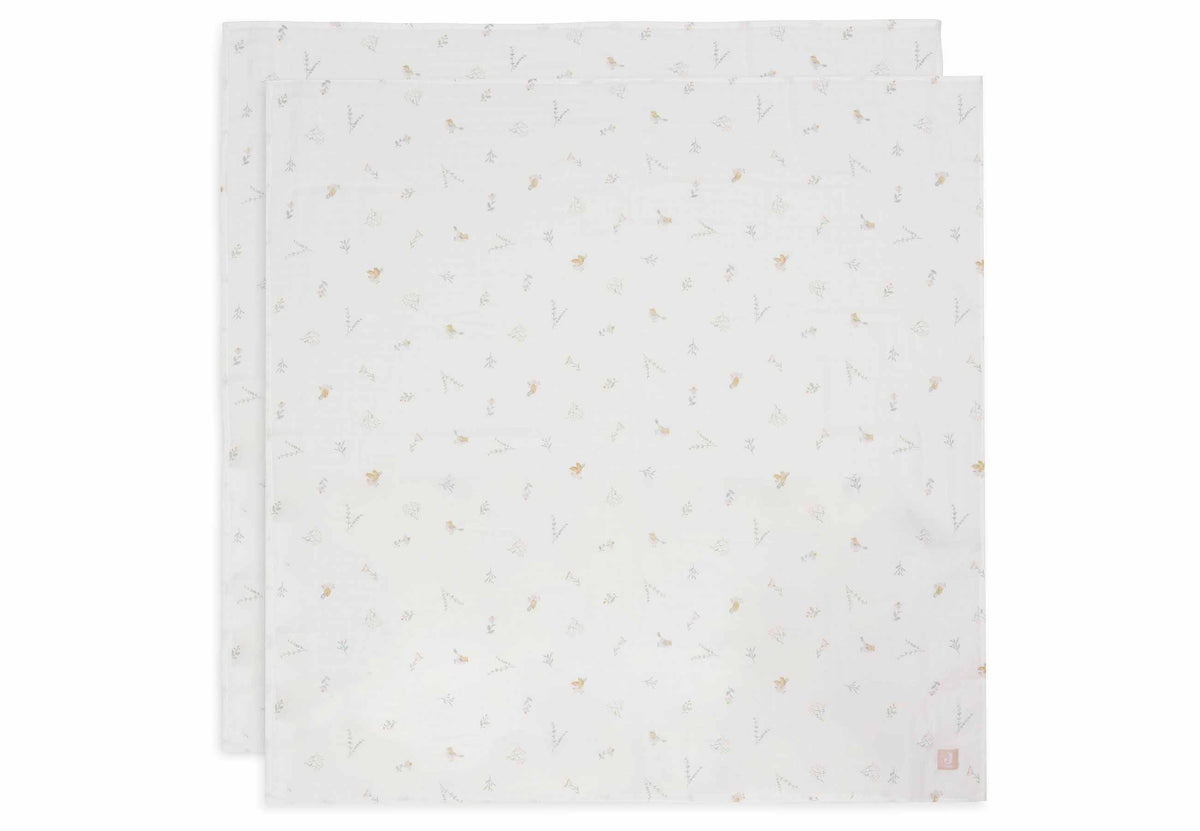 Lange Gaze de Coton Large 115x115cm - Lovely Birds - 2 Unités