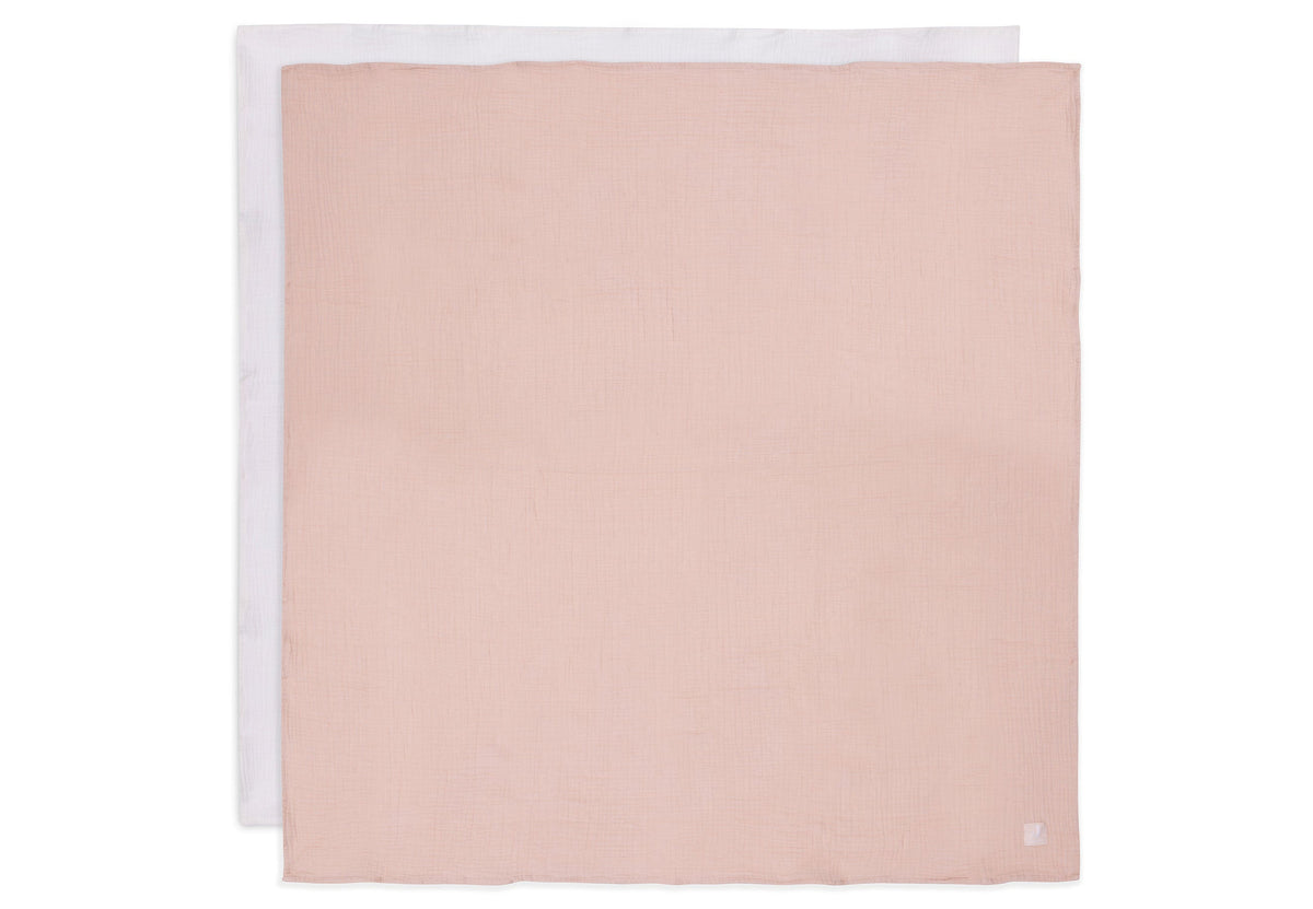 Lange Gaze de Coton Large 115x115cm - Wild Rose/Ivory - 2 Unités