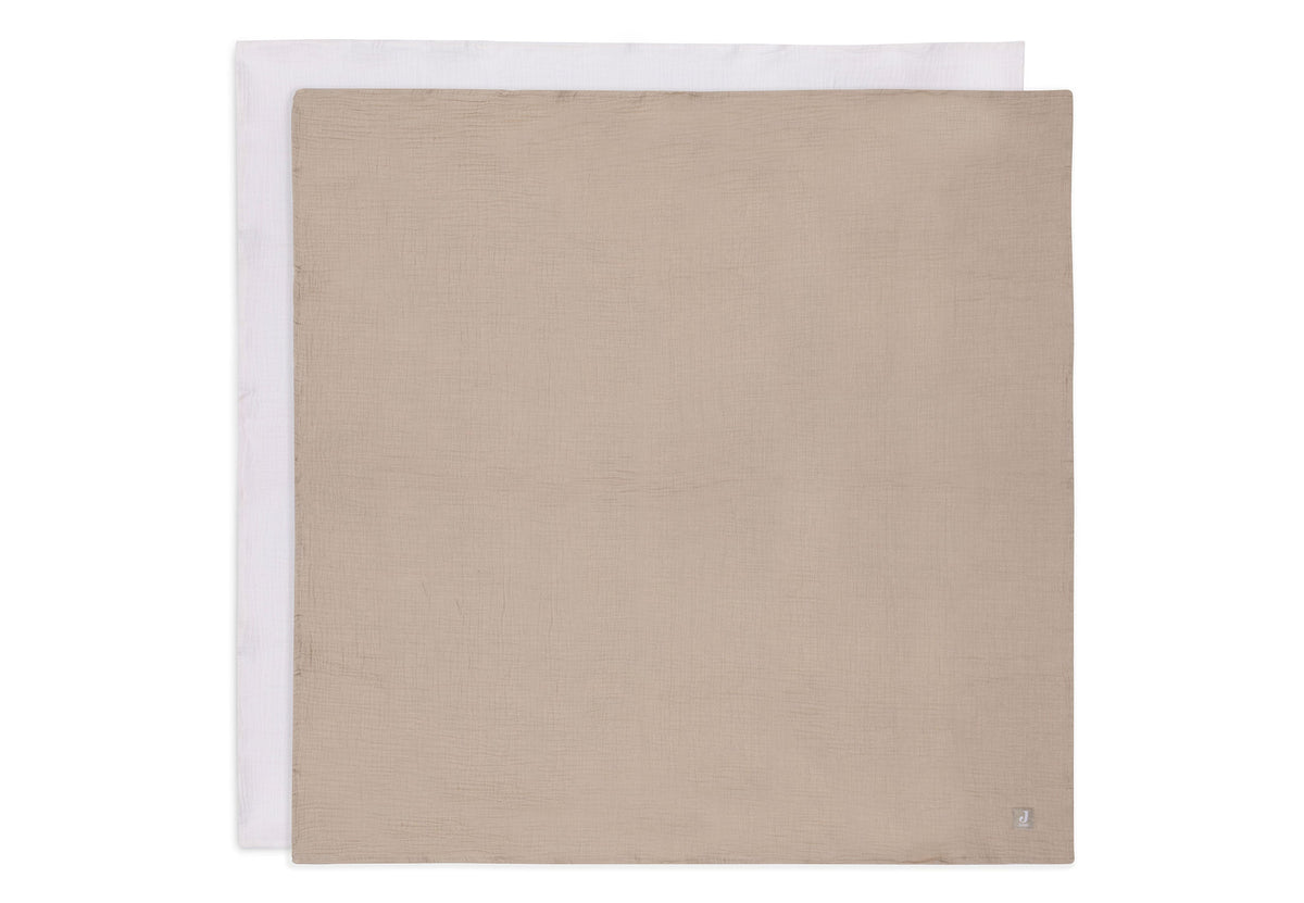 Lange Gaze de Coton Large 115x115cm - Olive Green/Ivory - 2 Unités