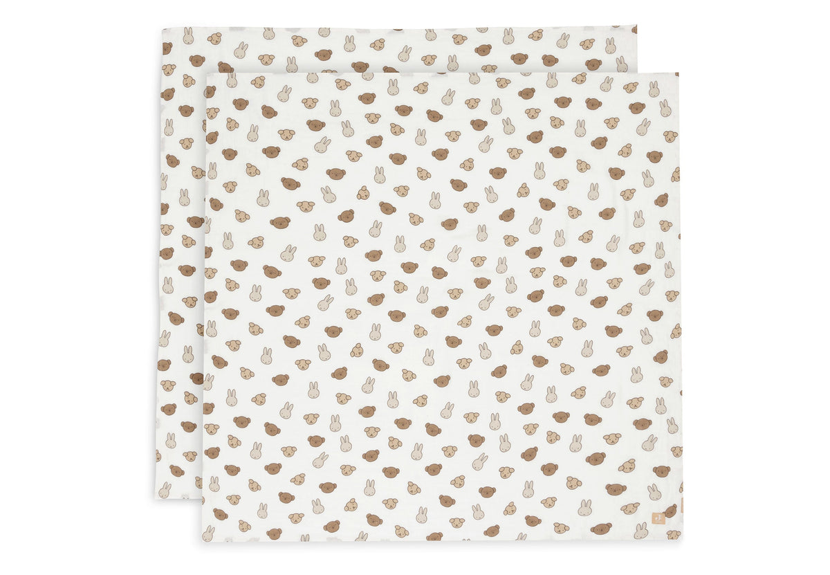 Lange Gaze de Coton Large 115x115cm - Miffy and Friends - 2 Unités