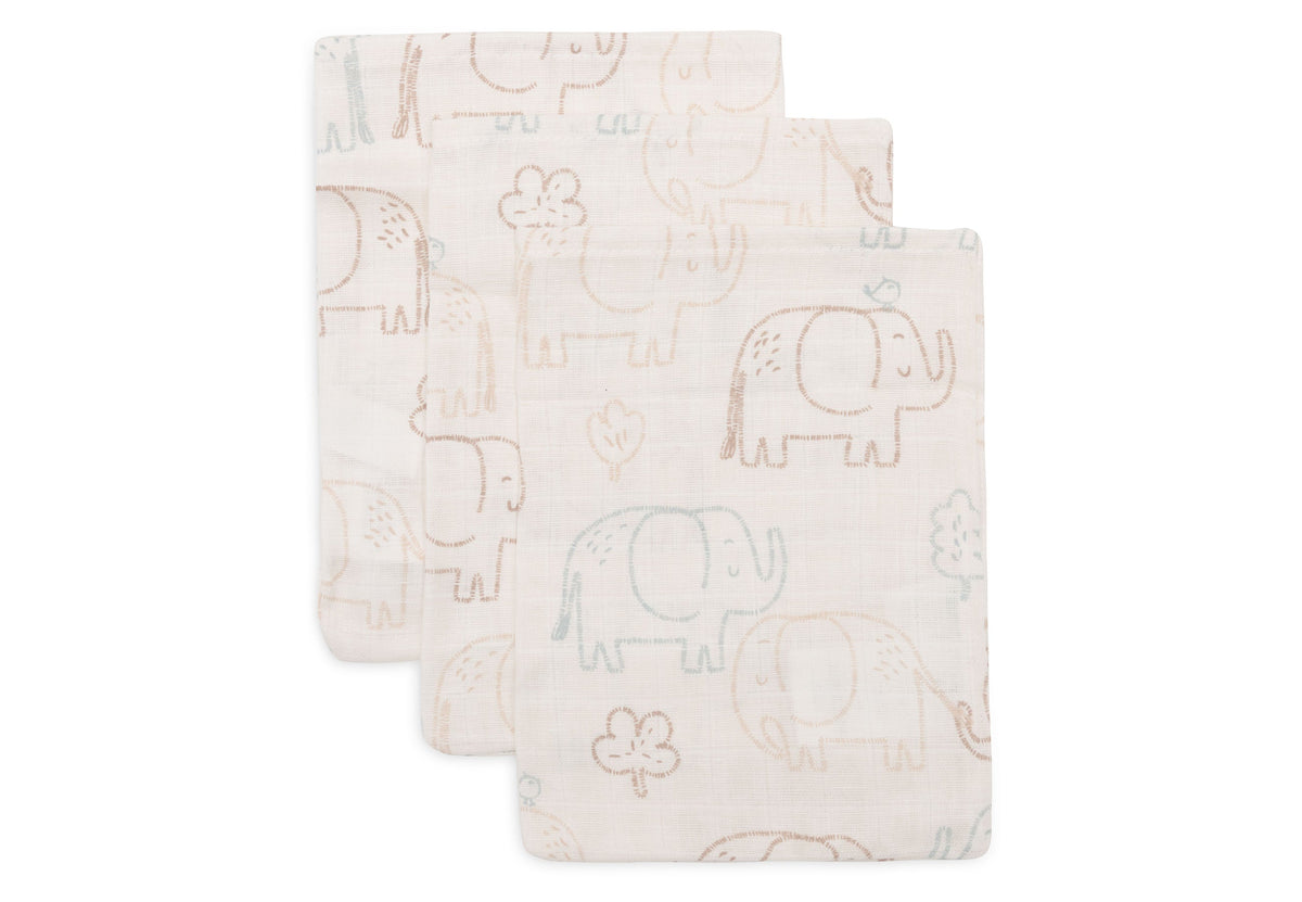Gant de Toilette Gaze de Coton 15x20cm - Elephant Tales - 3 Unités
