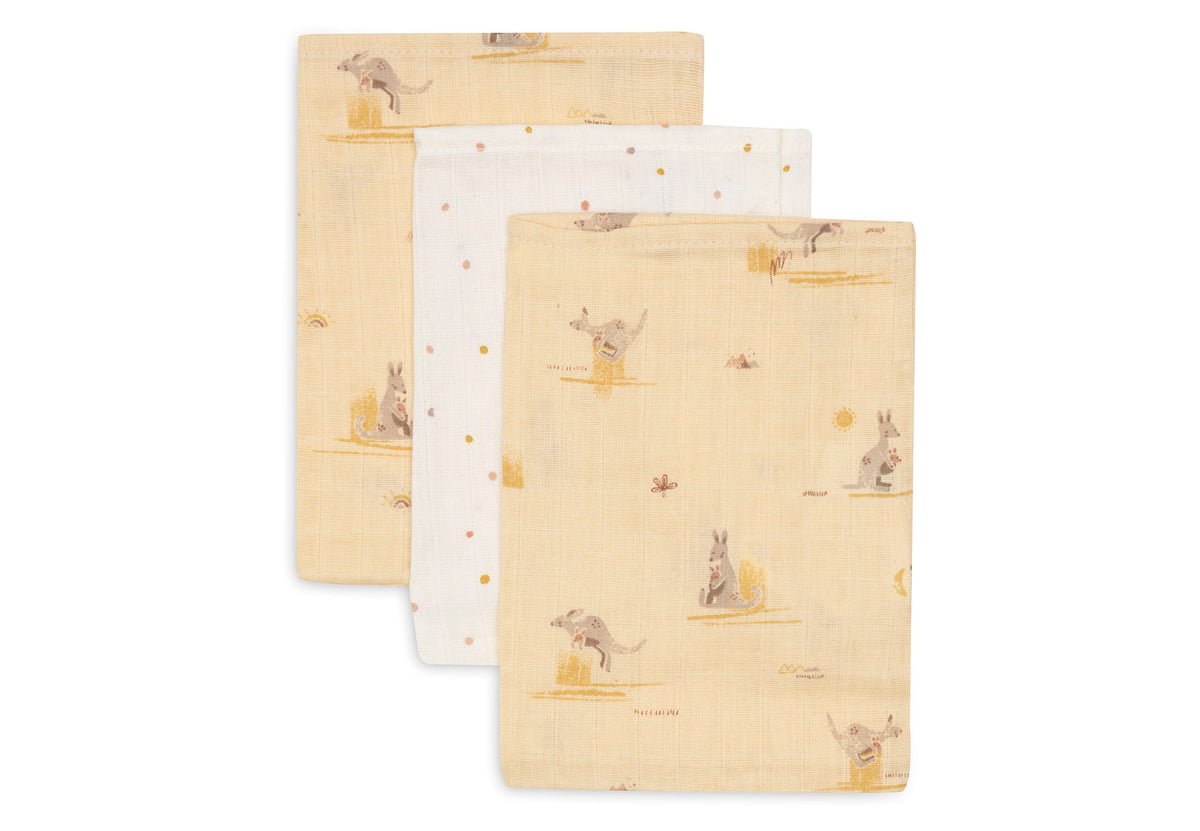 Gant de Toilette Gaze de Coton 15x20cm - Kangaroots - 3 Unités