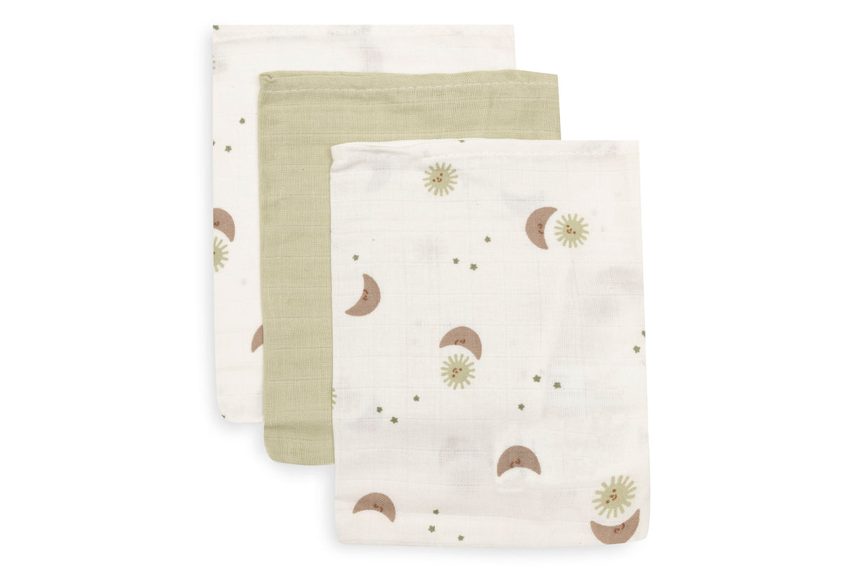 Gant de toilette gaze de Coton 15x20cm - Over the Moon - 3 Unités
