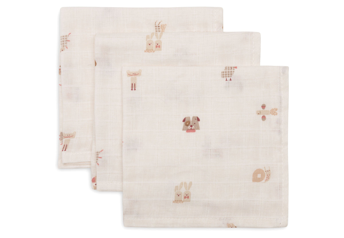 Serviette Gaze de Coton 31x31cm - Animal Friends - 3 Unités