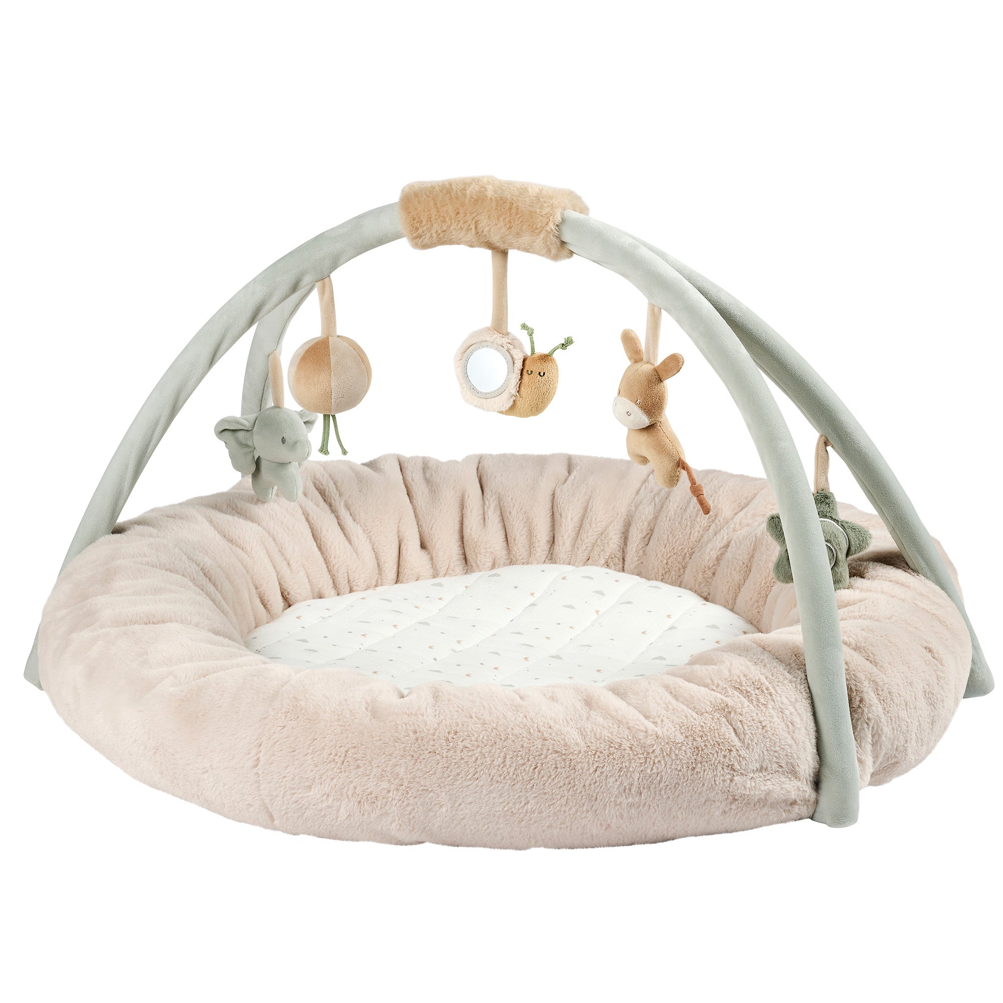 Tapis d'éveil rembourré 90x90cm pouf rond avec arches