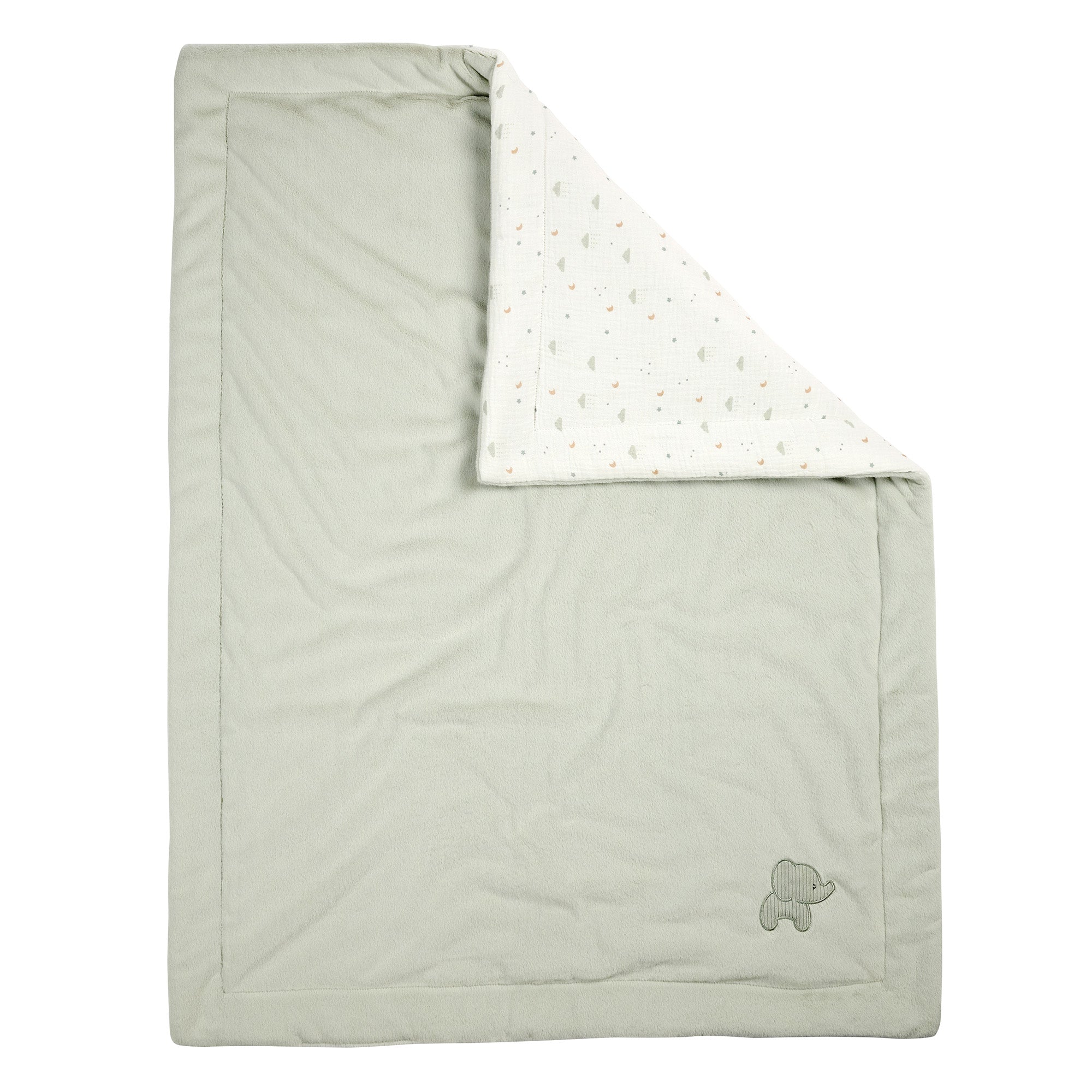 Couverture bébé éléphant 75x100cm vert tilleul