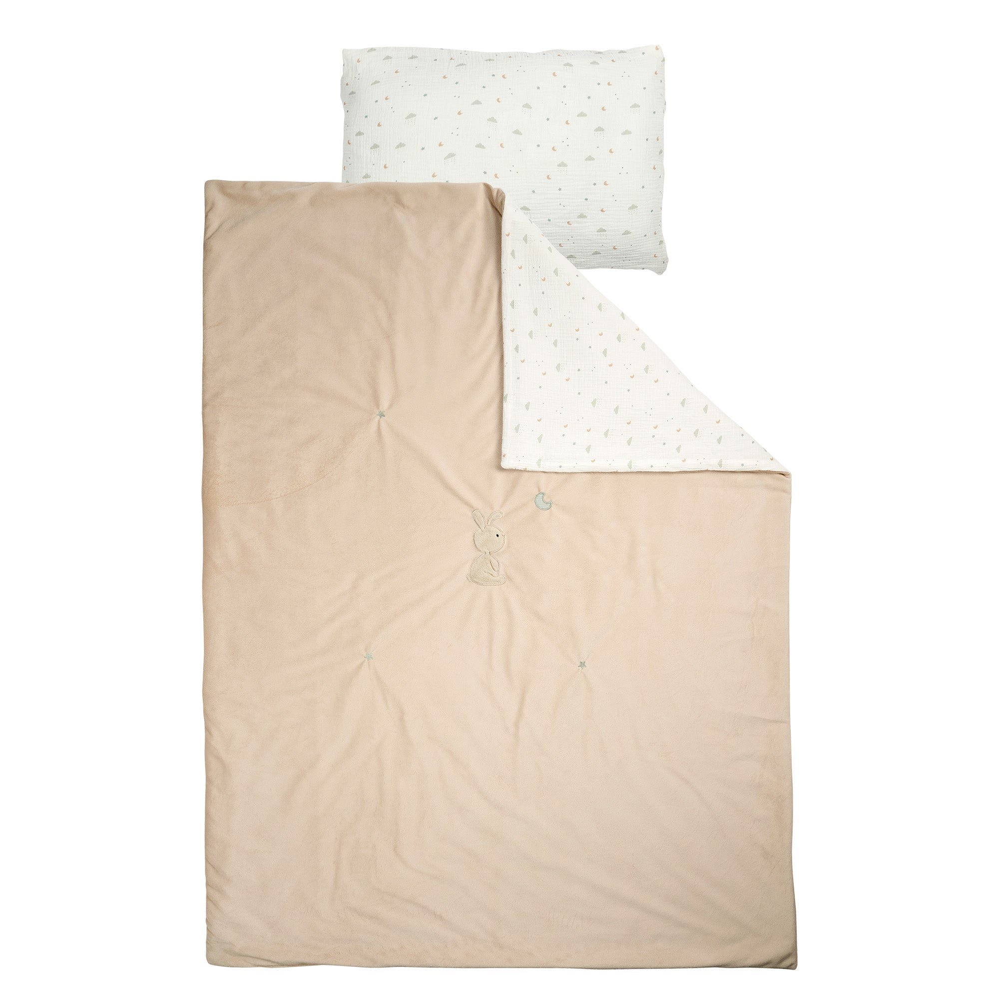 Housse de couette velours/gaze de coton 140x100cm avec taie 40x60cm