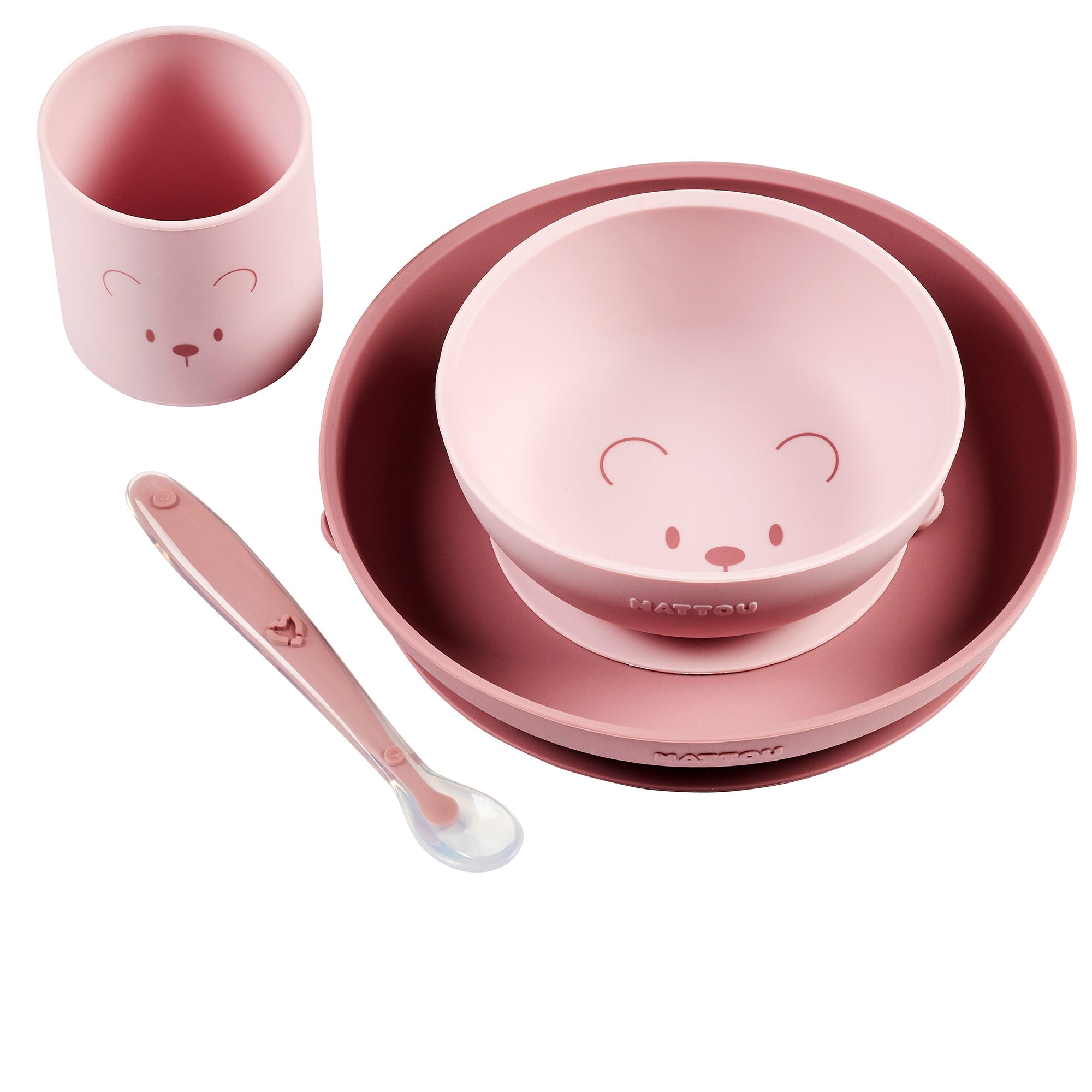 Set 4 pièces rose ours
