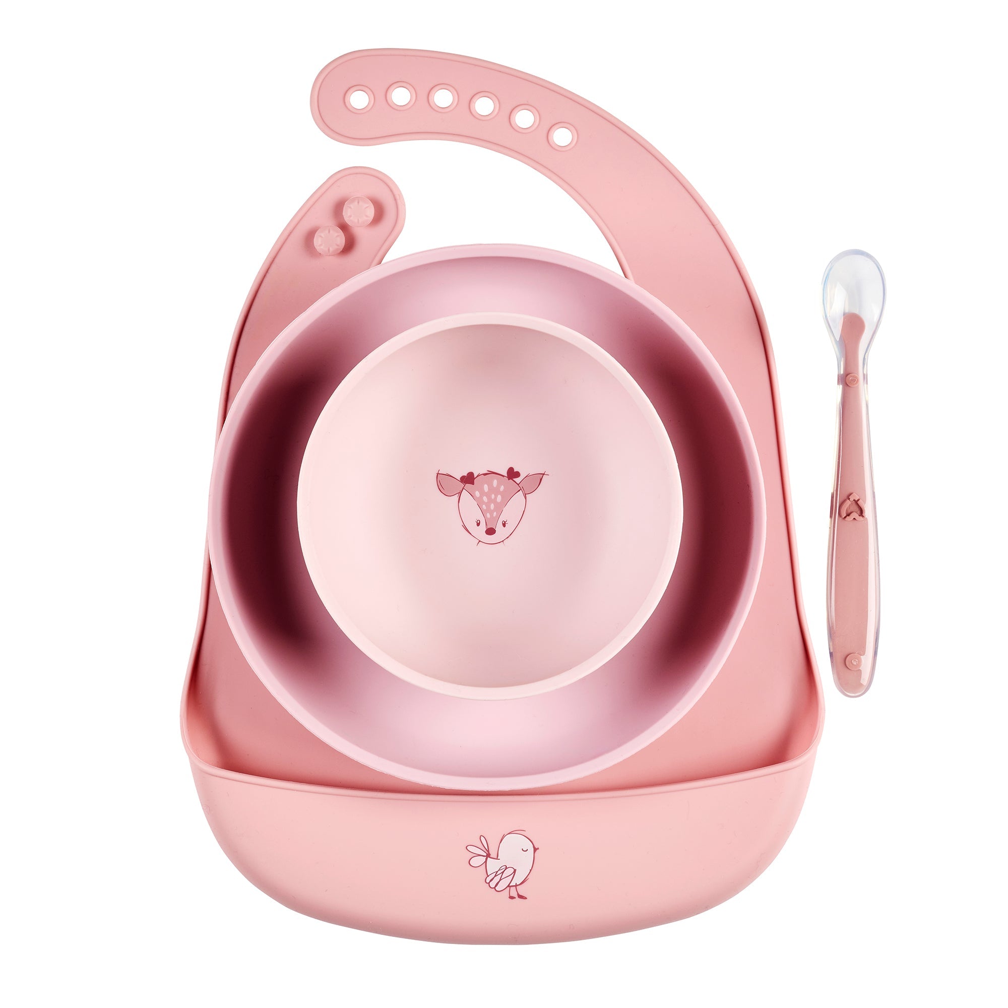 Set 4 pièces rose avec bavoir