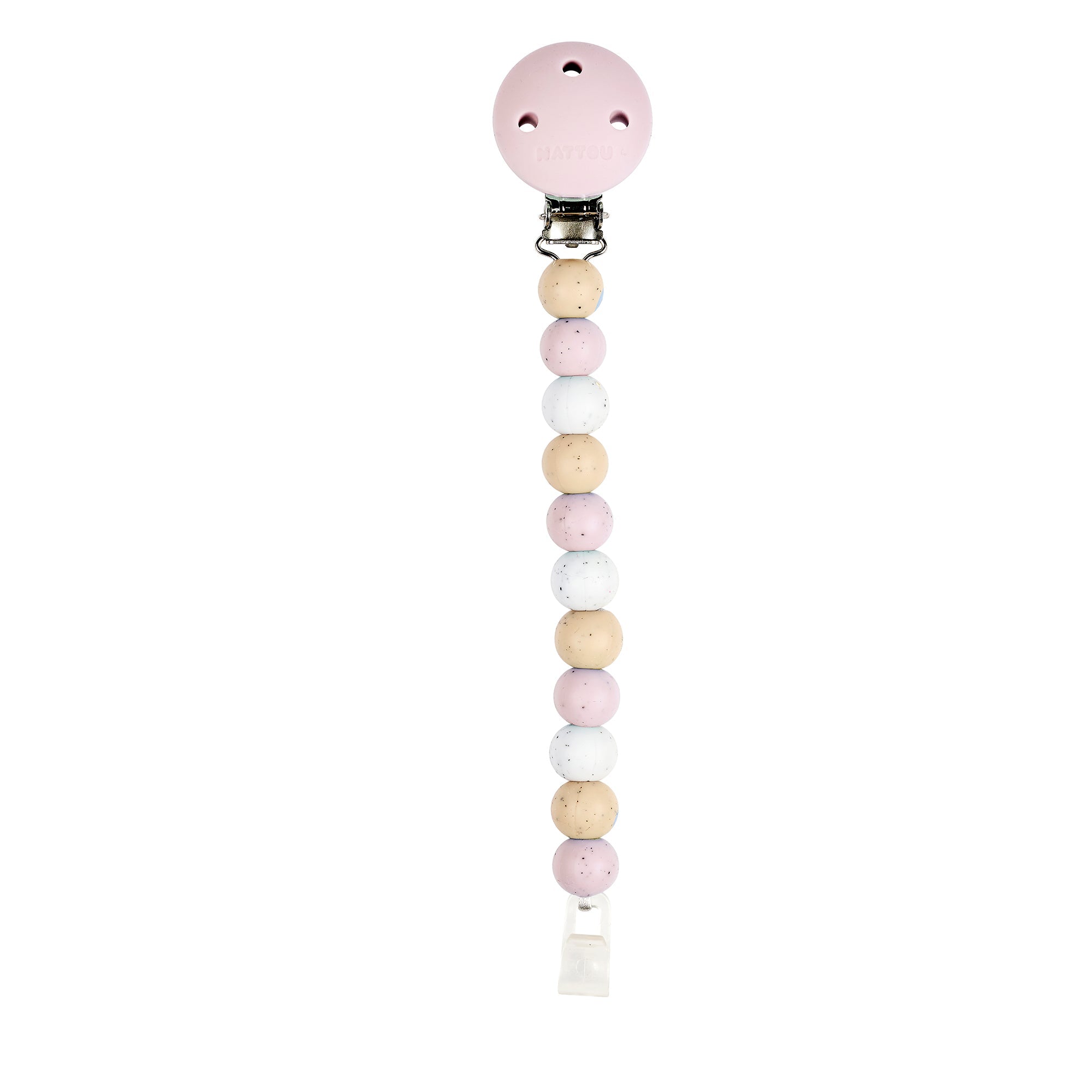 Attache-sucette rose et points