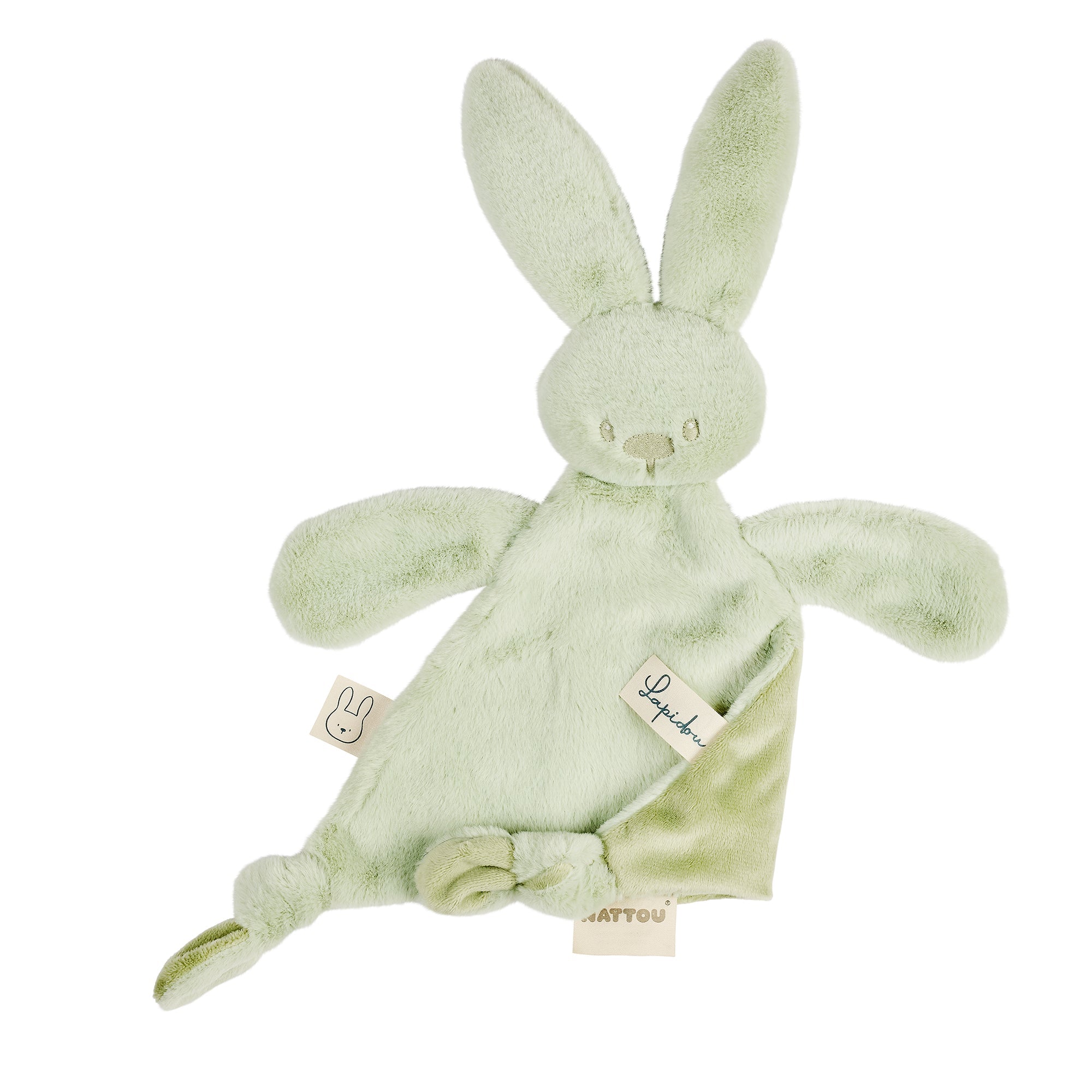 Doudou triangle vert tilleul poils courts