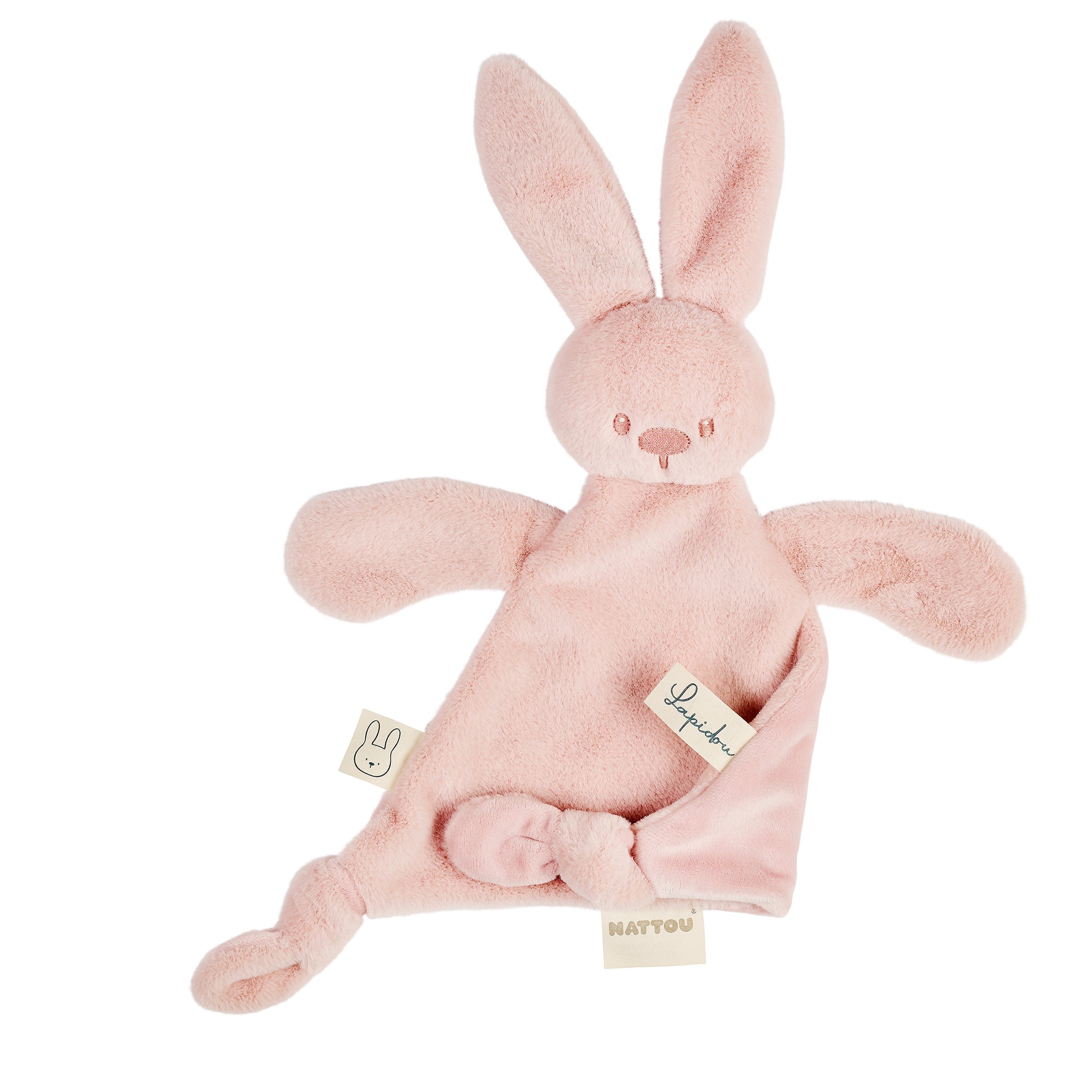 Doudou triangle rose poudre poils courts