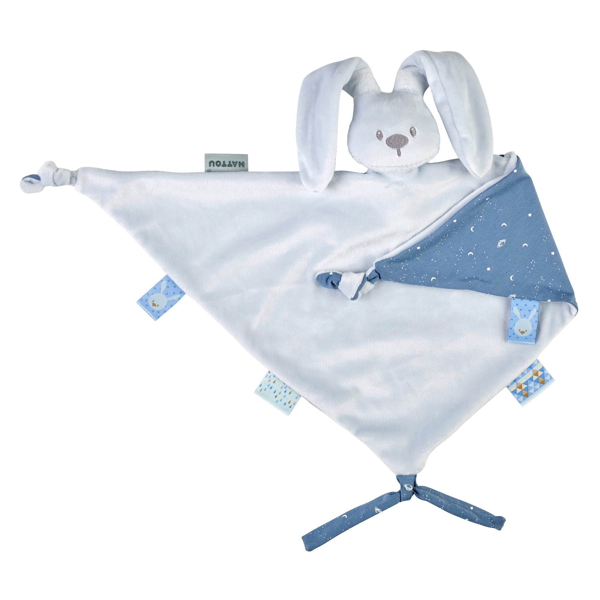 maxi doudou bleu pastel avec motif imprimé