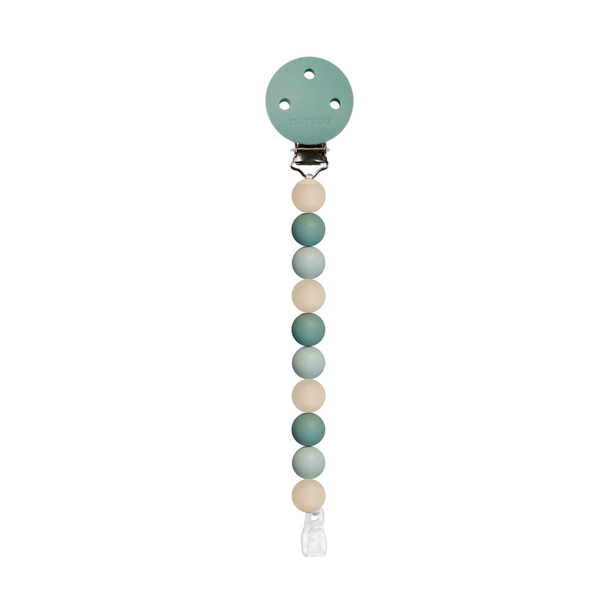 Attache tétine silicone vert /beige/sauge