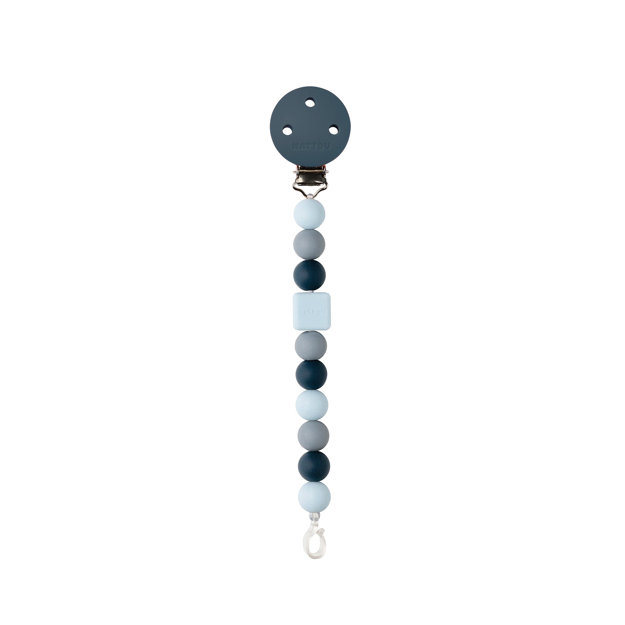 attache tétine bleu marine