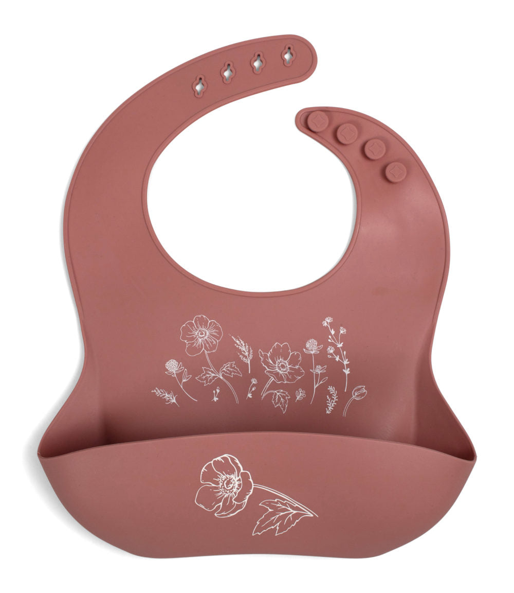 Bavoir silicone imprimé - Fleurs d'automne