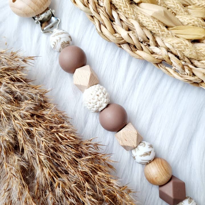 Cordon de tétine - Feuilles d'arbre, brownie