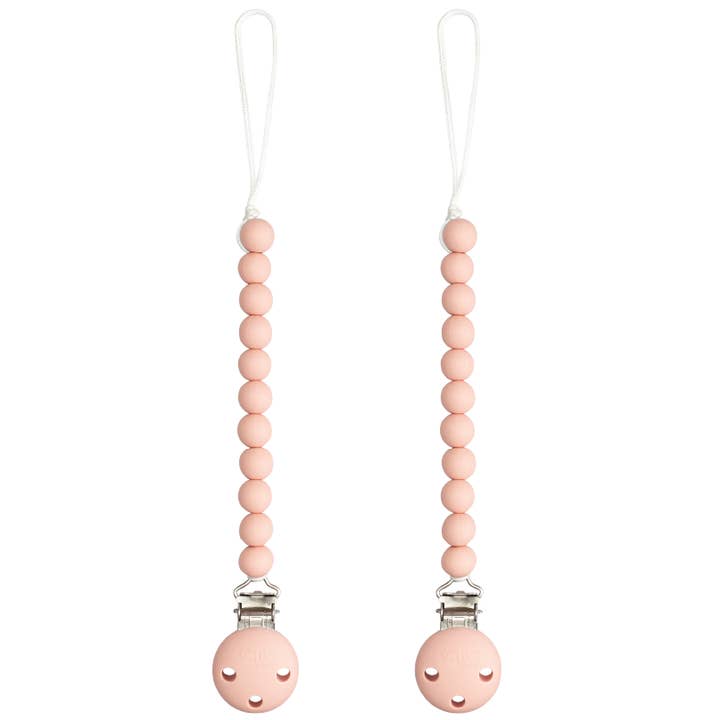 Attaches-tétines pour bébé, 100 % silicone de qualité alimentaire par Comfy Cubs | Fard à joues rose
