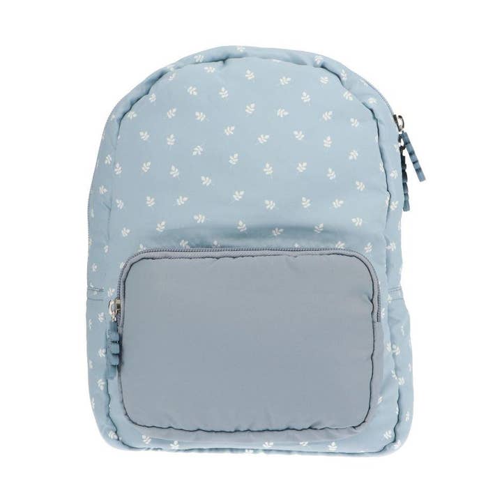 Sac à dos enfant rembourré bleu feuilles taille réduite