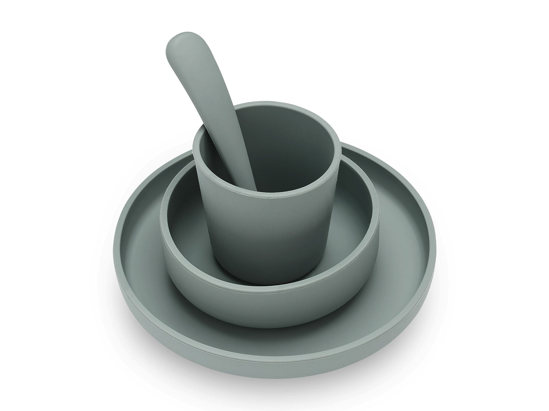 Set de table bébé Silicone - Ash Green - 4 Unités