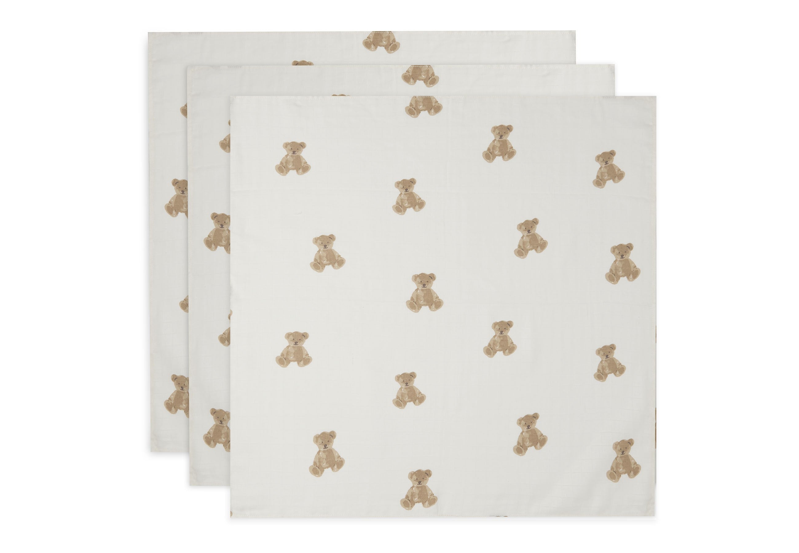 Lange Gaze de Coton Small 70x70cm - Teddy Bear - 3 Unités