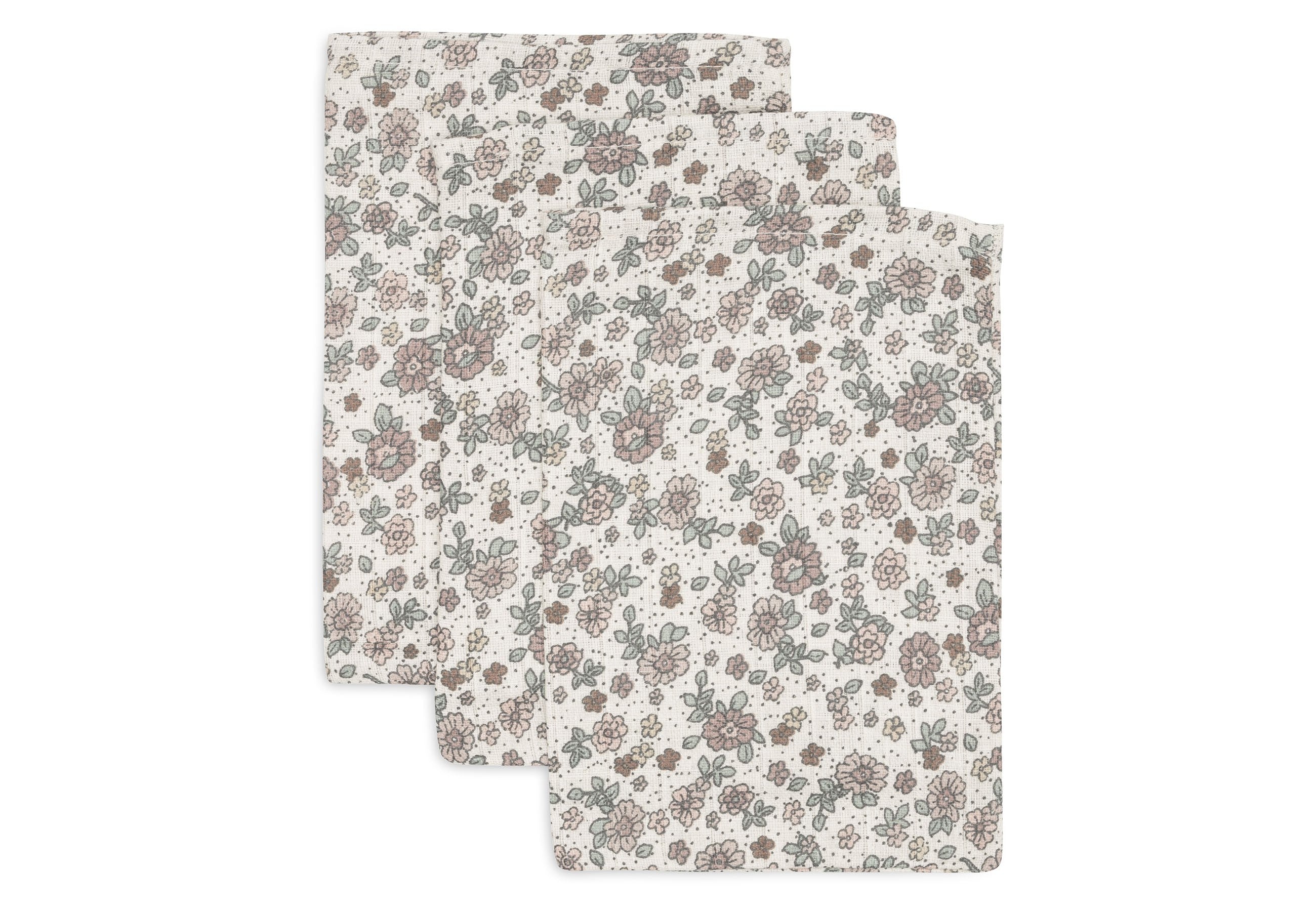 Gant de toilette Gaze de Coton Retro Flowers - 3 Unités