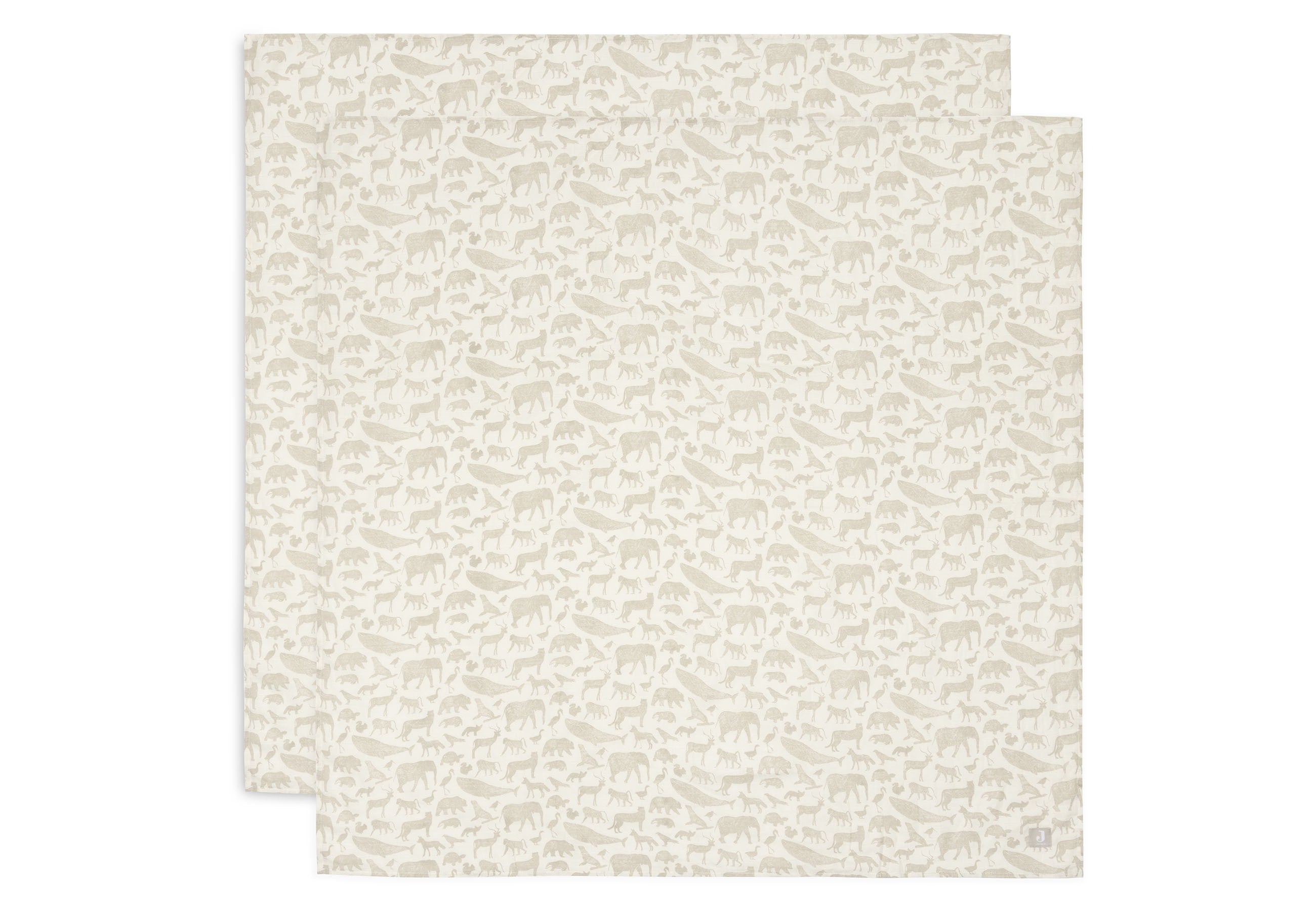 Lange Gaze de Coton Large 115x115cm Animals - Nougat - 2 Unités