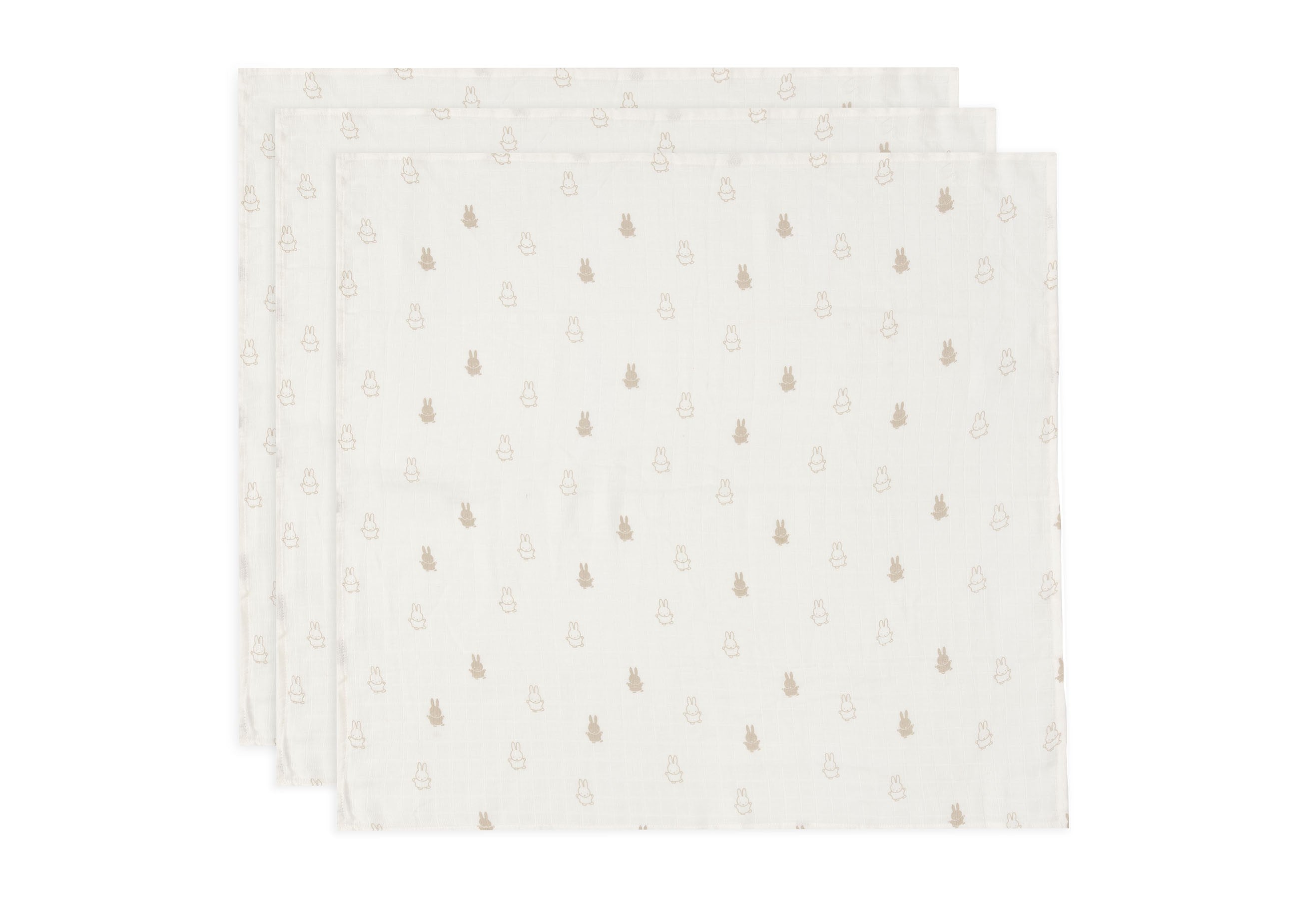 Lange Gaze de Coton Small 70x70cm Happy Miffy - Nougat - 3 Unités