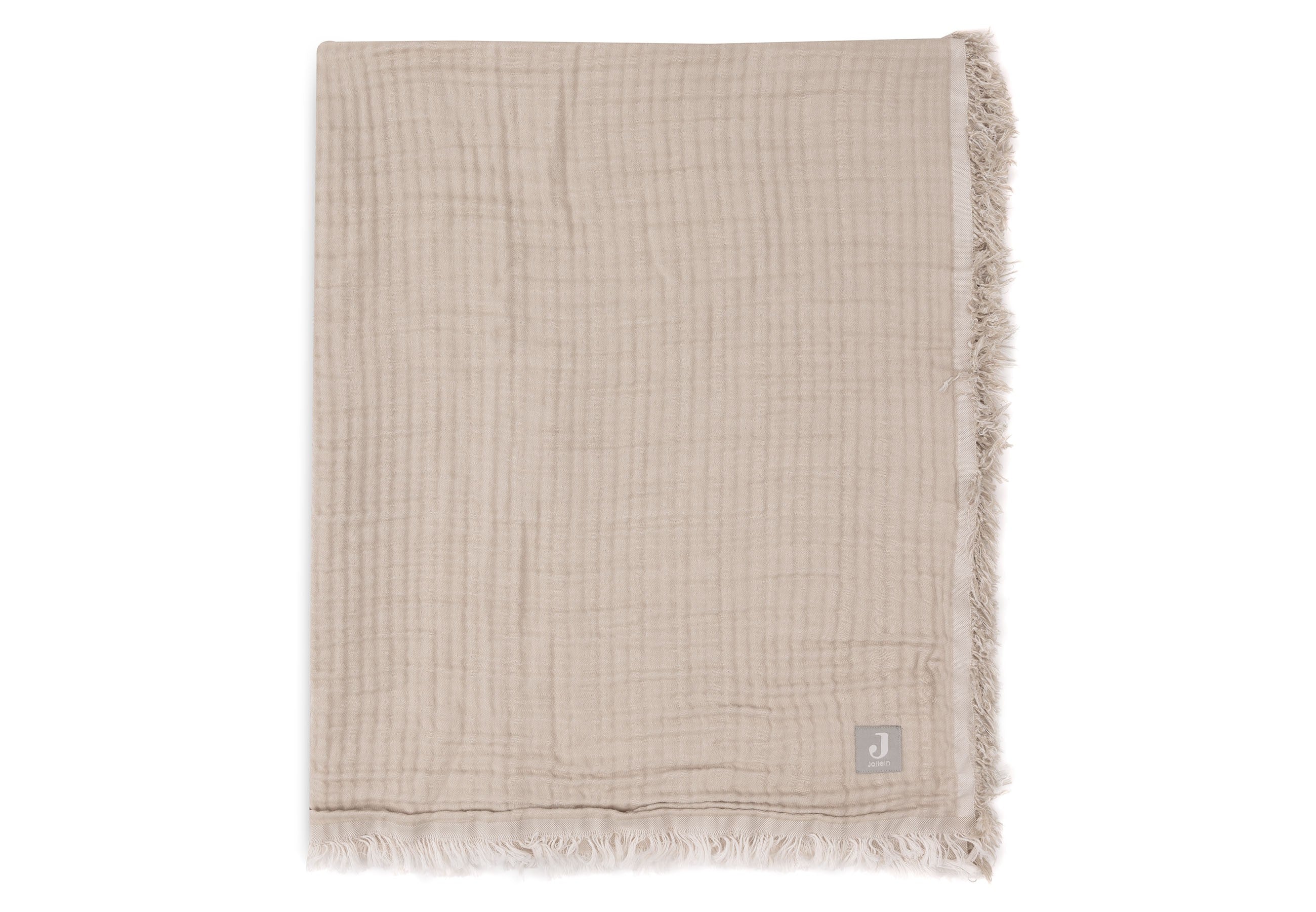 Couverture Lit de Bébé 120x120cm Fringe - Olive Green/Ivory - GOTS