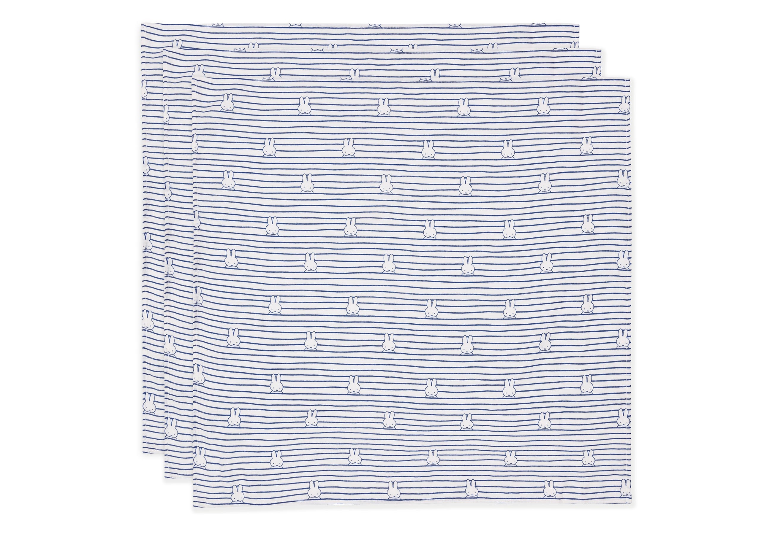 Lange Gaze de Coton Small 70x70cm Miffy Stripe - Navy - 3 Unités