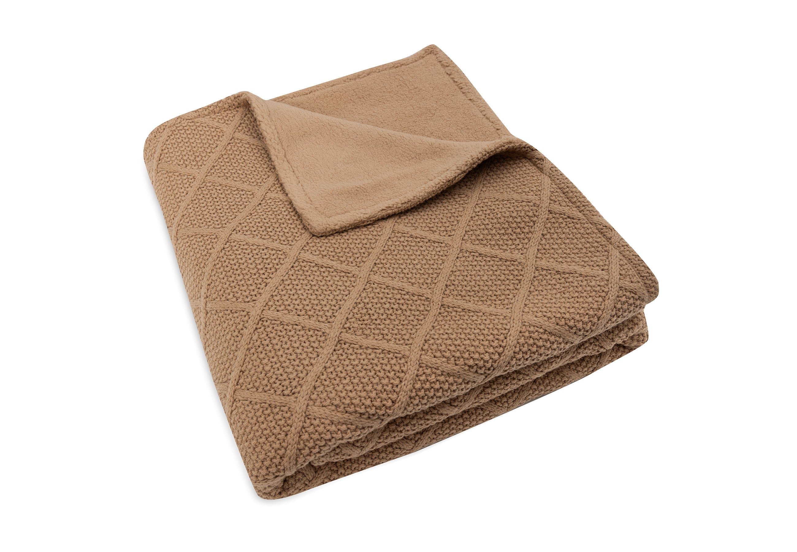 Couverture Lit de bébé 100x150cm Check Knit - Biscuit/Teddy Fleece