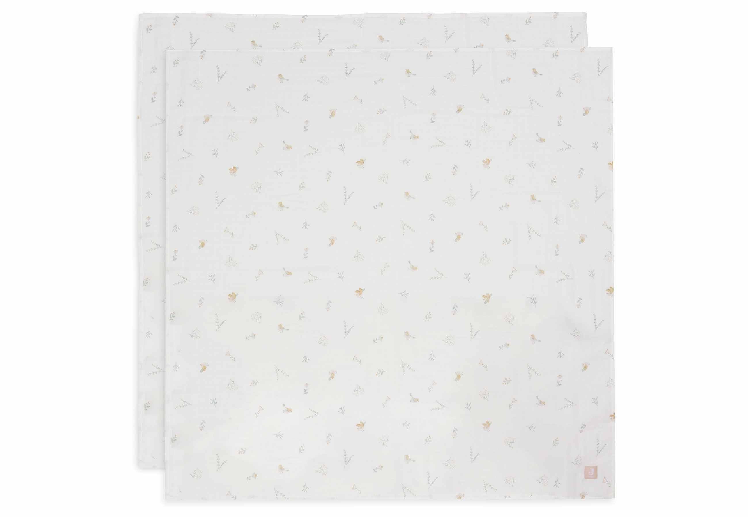 Lange Gaze de Coton Large 115x115cm - Lovely Birds - 2 Unités