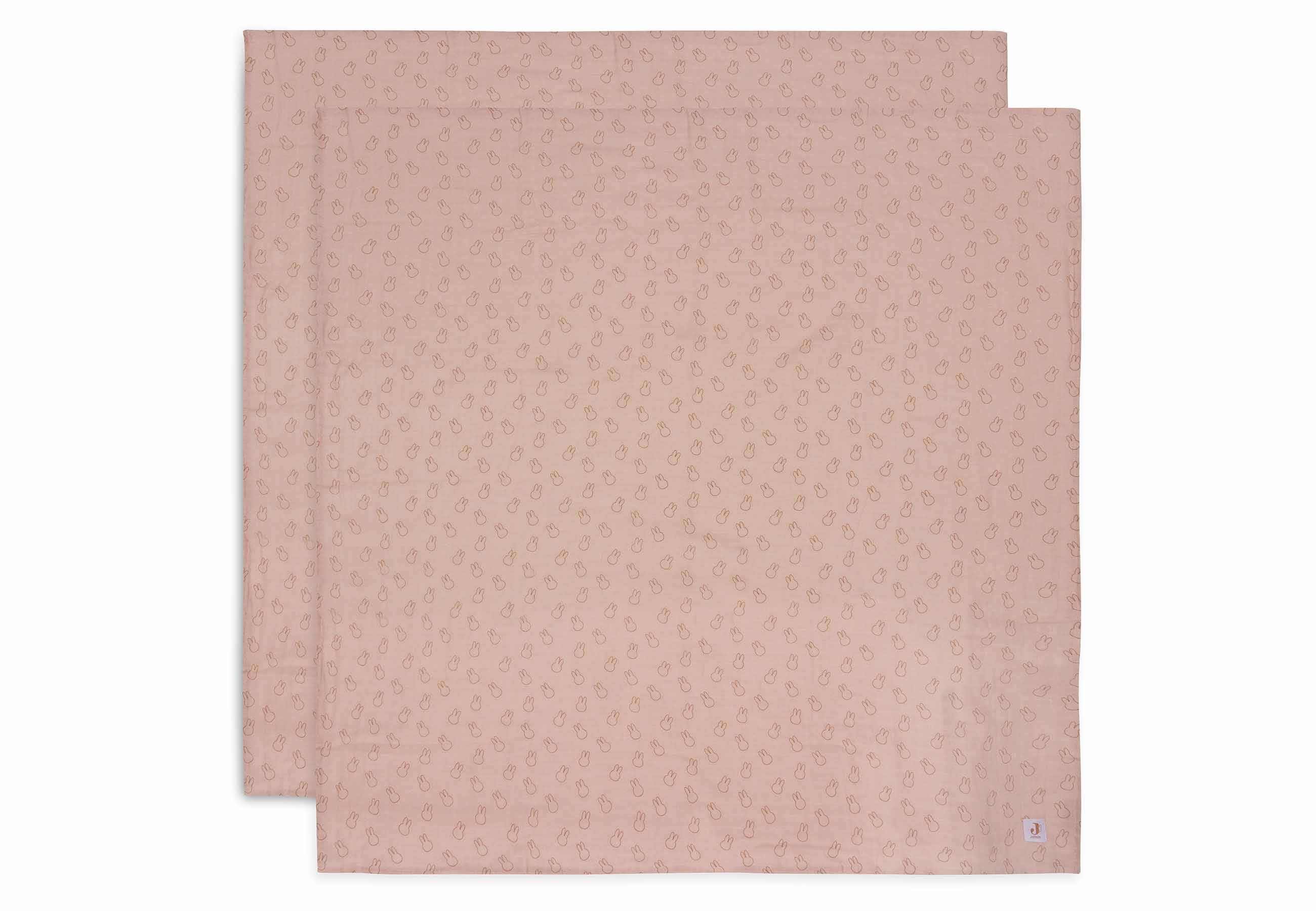 Lange Gaze de Coton Large 115x115cm Miffy Silhouettes - Wild Rose - 2 Unités